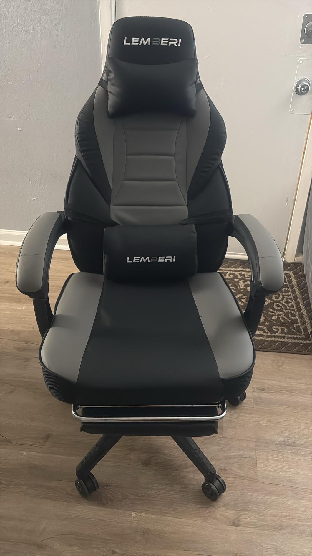 LEMBERI Gaming Chair with Footrest, Ergonomic Video Game Chair for Adults, Big and Tall Chair 400lb Weight Capacity, Racing Style Computer Gamer Chair with Headrest and Lumbar Support, PU Leather customer photo 1