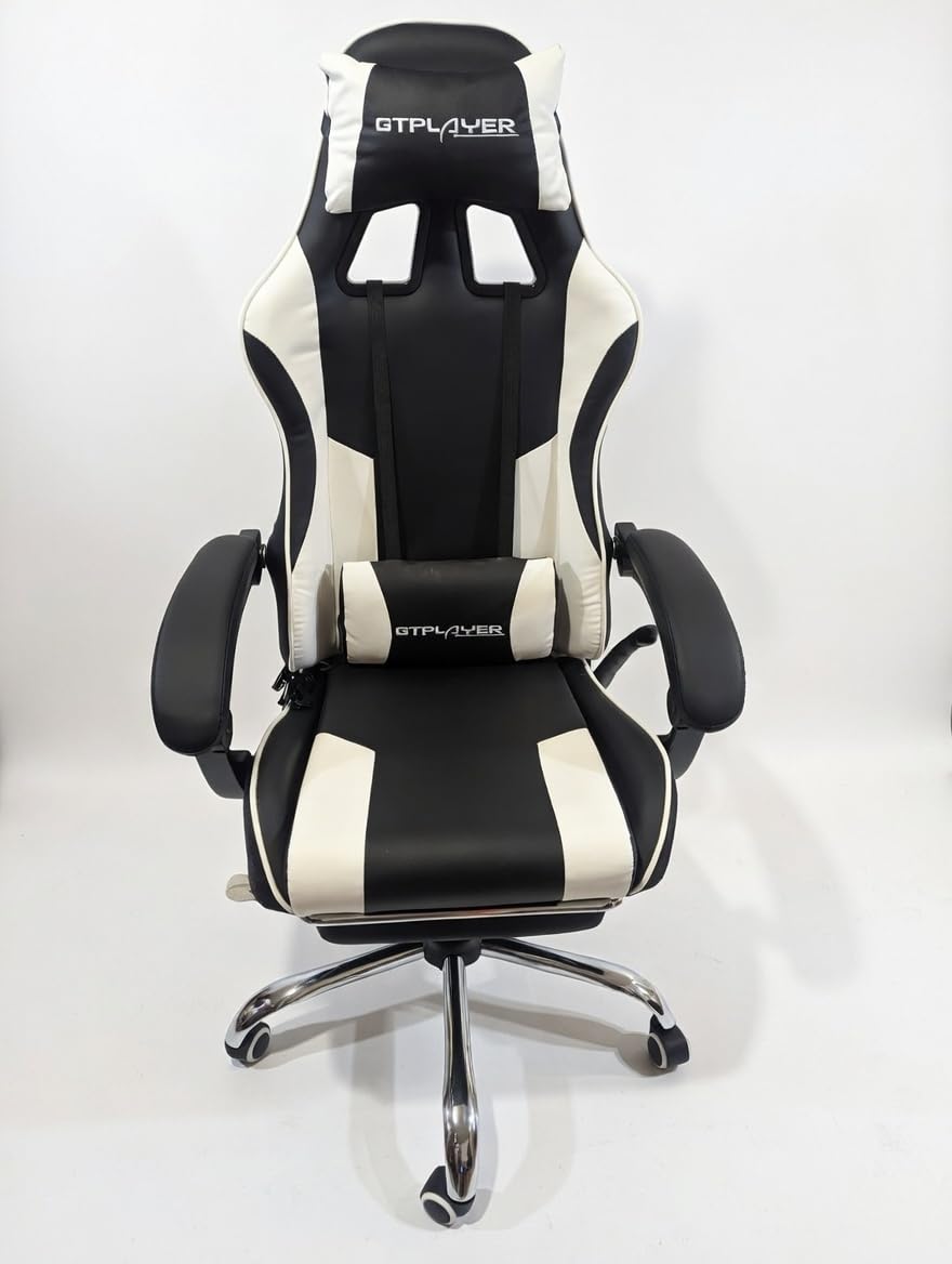 GTPLAYER Gaming Chair, Computer Chair with Footrest and Lumbar Support, Height Adjustable Game Chair with 360°-Swivel Seat and Headrest and for Office or Gaming (Pearl White) customer photo 2