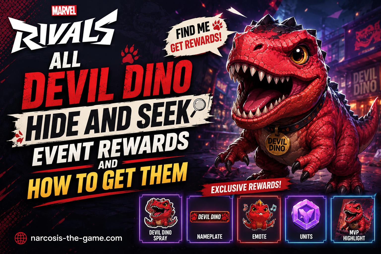 All Marvel Rivals Devil Dino Hide and Seek Event Rewards and How to Get Them