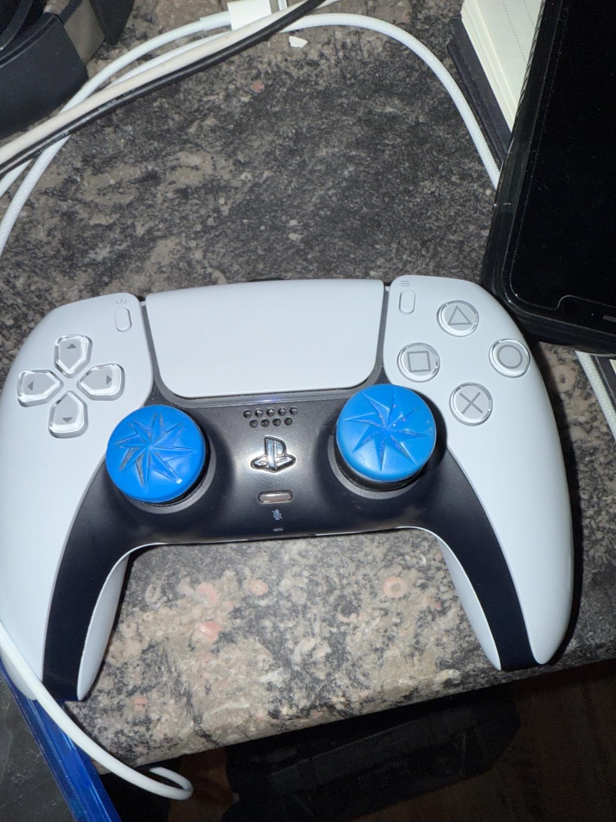 FPS Freek Edge for PlayStation 4 (PS4) and PlayStation 5 (PS5) | Performance Thumbsticks | 1 High-Rise Convex, 1 Low-Rise Convex | Blue customer photo 2