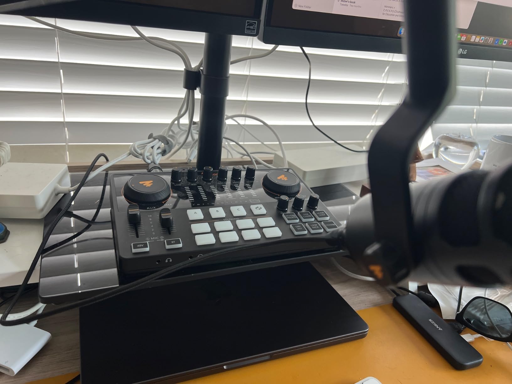 MAONO Audio Interface, MaonoCaster AME2 10-Channel Podcast mixer with Pro-preamp, 48V Phantom Power, Bluetooth, 11 Customize sound pads for Recording, Streaming, PC, Guitar customer photo 1