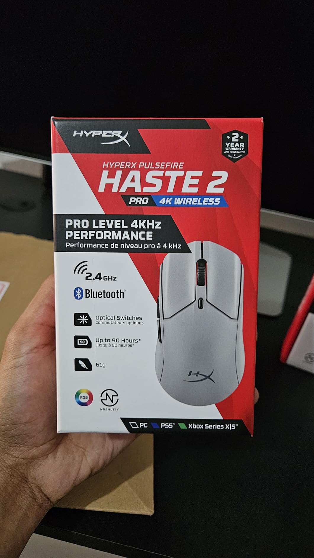 HyperX Pulsefire Haste 2 – Wireless Gaming Mouse- Ultra Lightweight, 61g, 100 Hour Battery Life, Dual Wireless Connectivity, Precision Sensor - Black customer photo 1