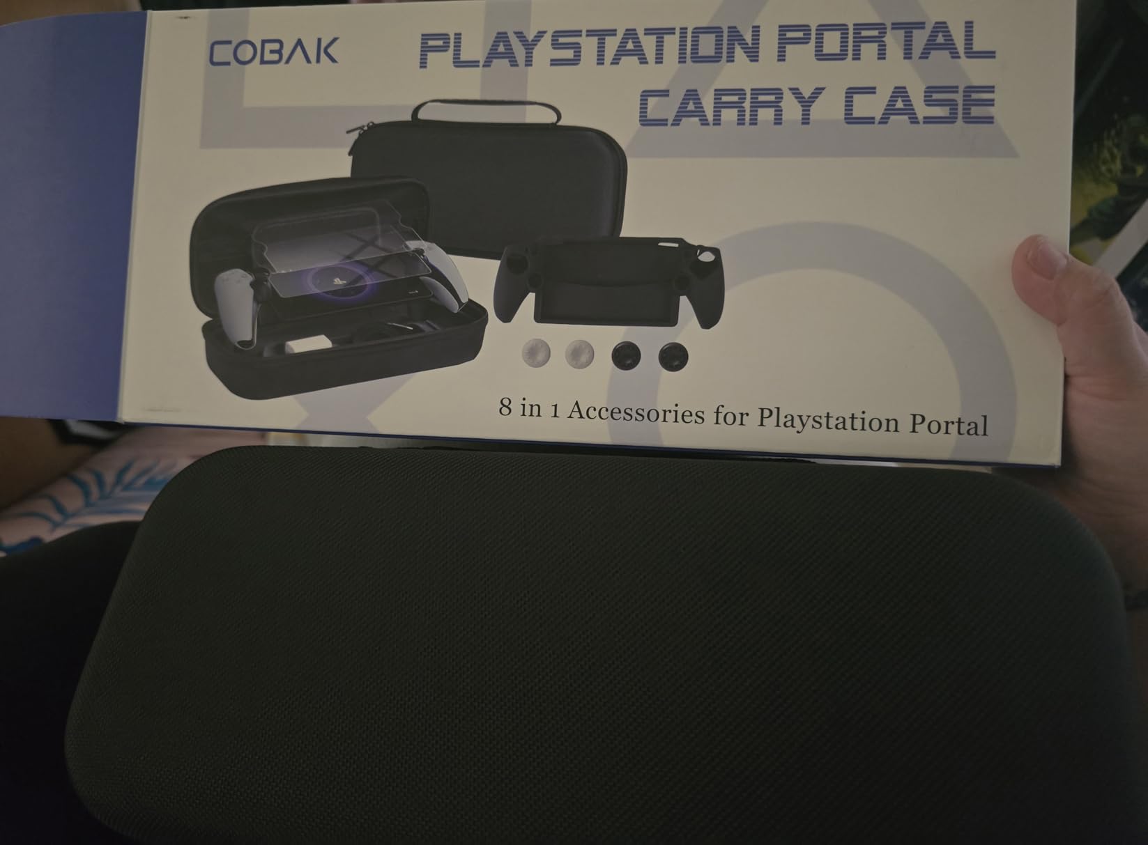 CoBak Hard Carrying Shell Case for PlayStation Portal Remote Player - with 2 Screen Protector, 1 Grip Case, 4 Thumb Grip Caps, Hard Outer Cover for PS5 Portal, Black customer photo 2
