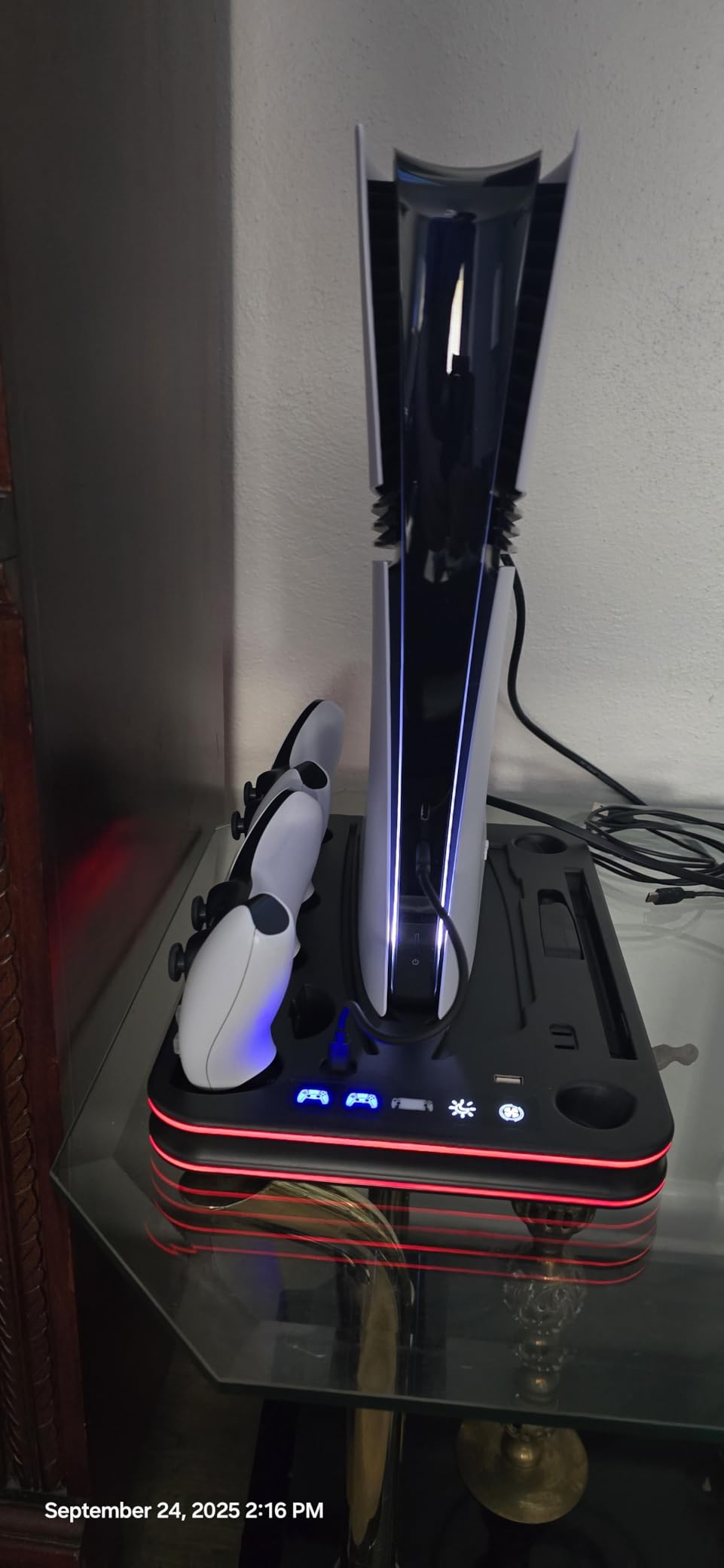 PS5 Pro/Slim/PS5 Stand and Cooling Station with RGB Lighting, Charging Station for PlayStation Portal & P5 Controller, PS Portal Charger, Headset and Remote Holders (Black) customer photo 1