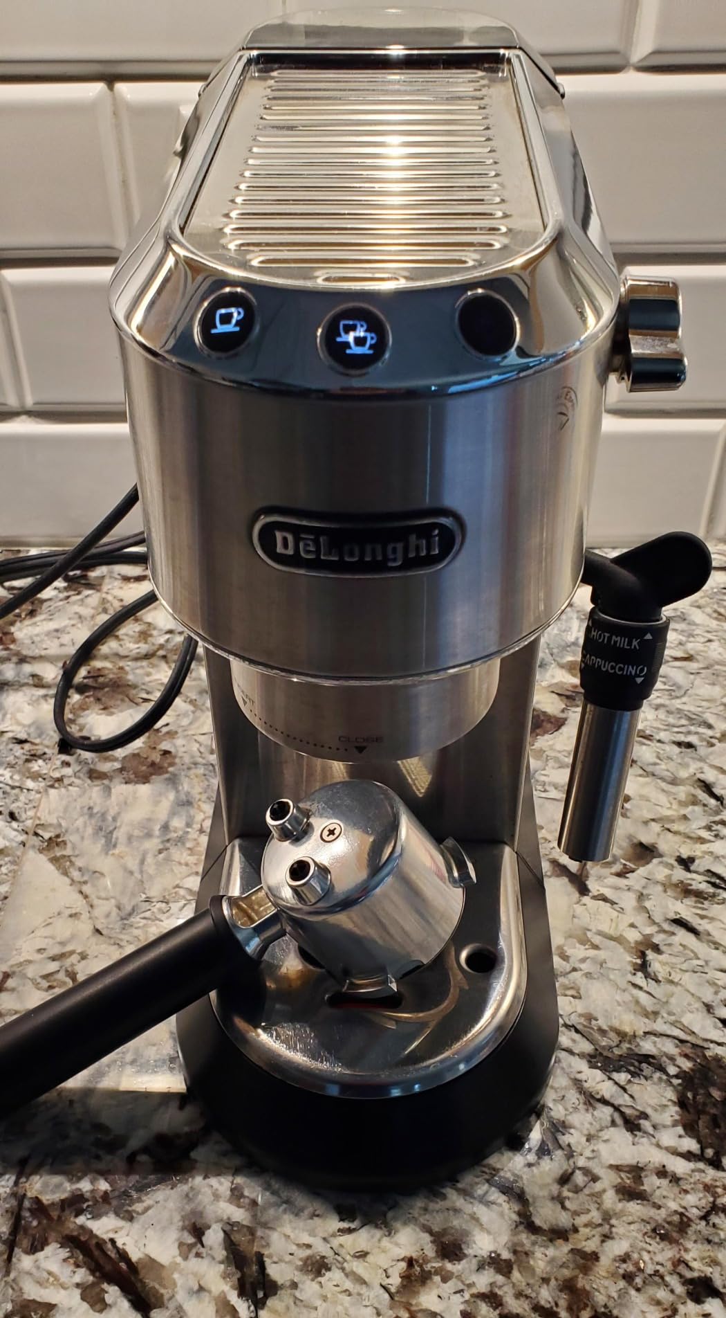 De'Longhi Dedica Espresso Machine with Manual Milk Frother, 15-Bar Pump & Adjustable Tray - Italian Stainless Steel Design customer photo 2