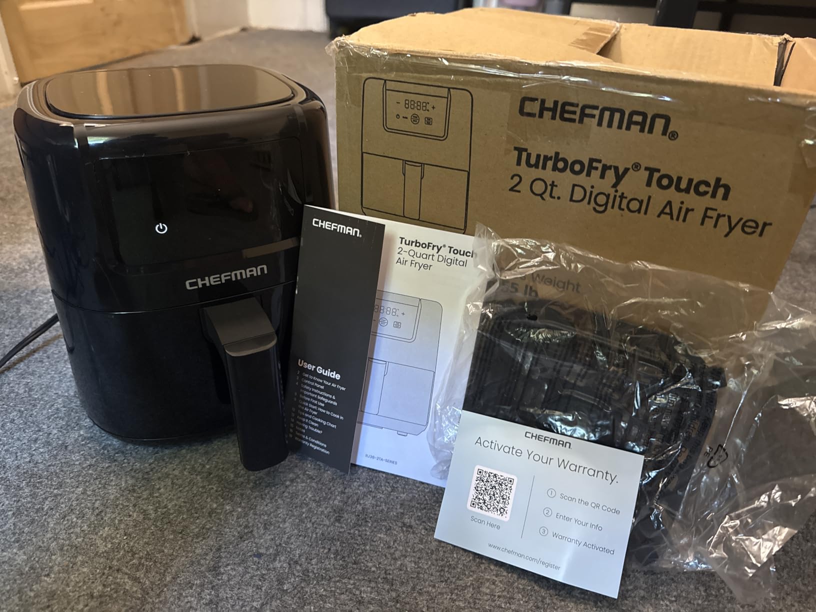CHEFMAN 2 Qt Mini Air Fryer – Digital Space-Saving Compact Air Fryer with Nonstick and Dishwasher Safe Basket, Quick & Easy Meals in Minutes, Features Digital Timer and Shake Reminder – Black customer photo 1