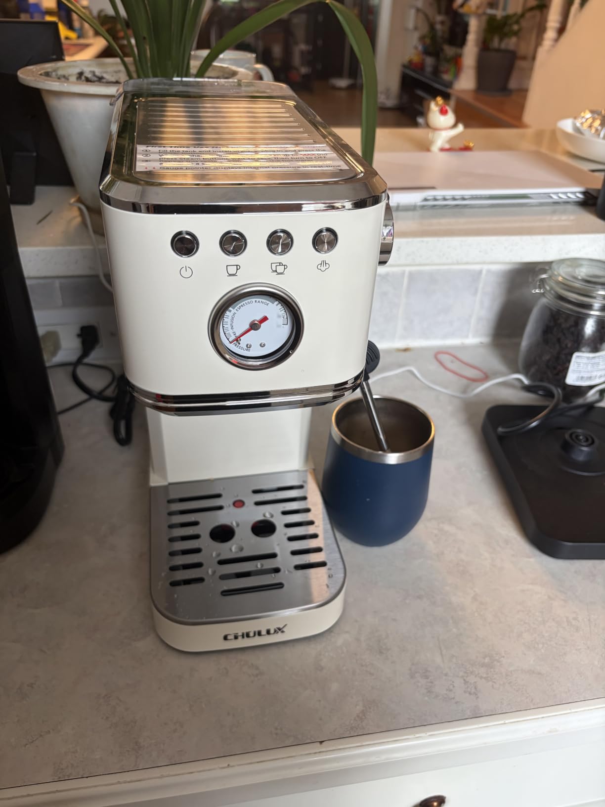 CHULUX Slim Espresso Machine with Milk Frother, 20 Bar Professional Italian Pump Espresso Coffee Machine for Home Cappuccino & Latte Maker, Stainless Steel, Black customer photo 1