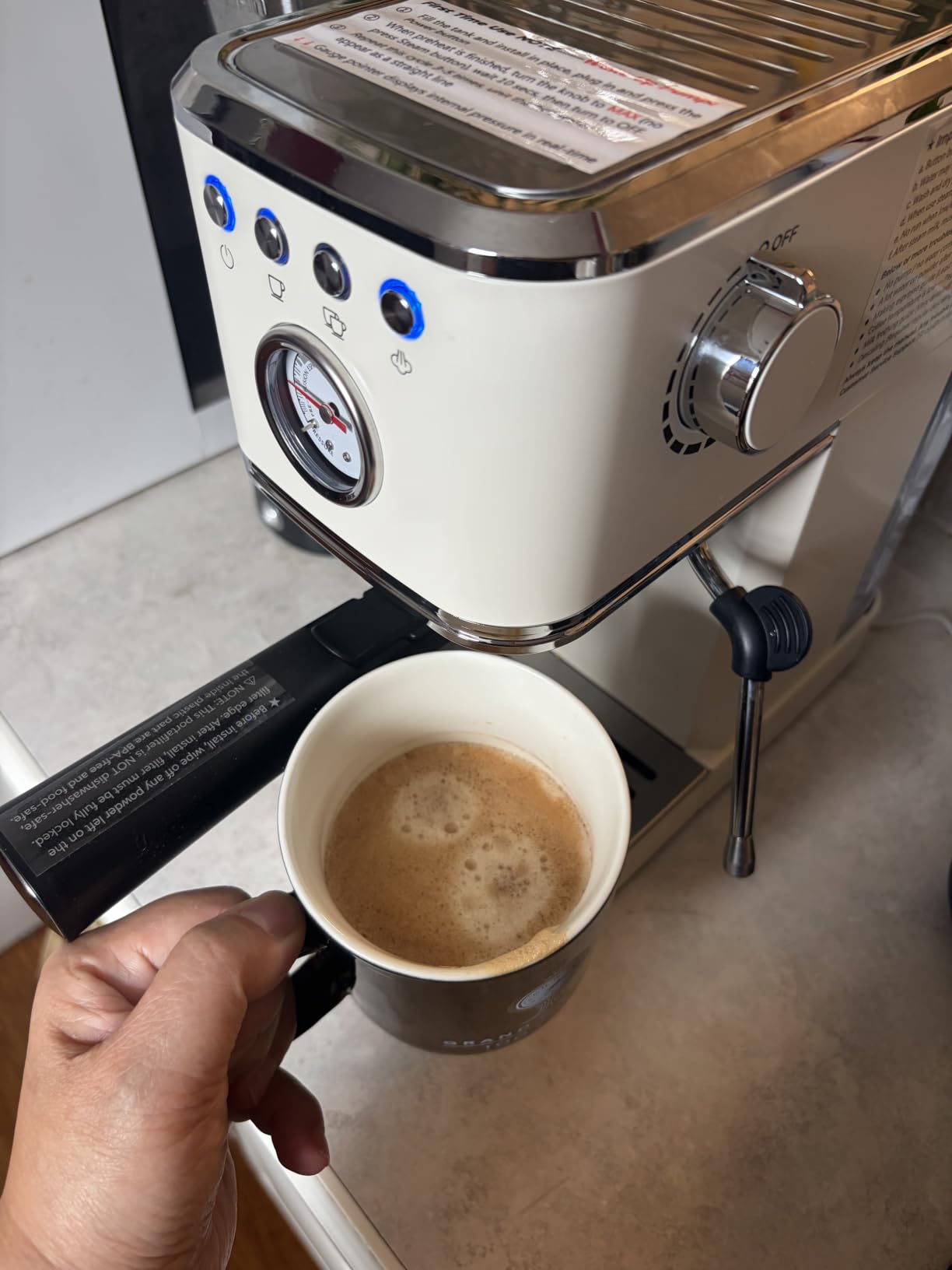CHULUX Slim Espresso Machine with Milk Frother, 20 Bar Professional Italian Pump Espresso Coffee Machine for Home Cappuccino & Latte Maker, Stainless Steel, Creamy customer photo 2