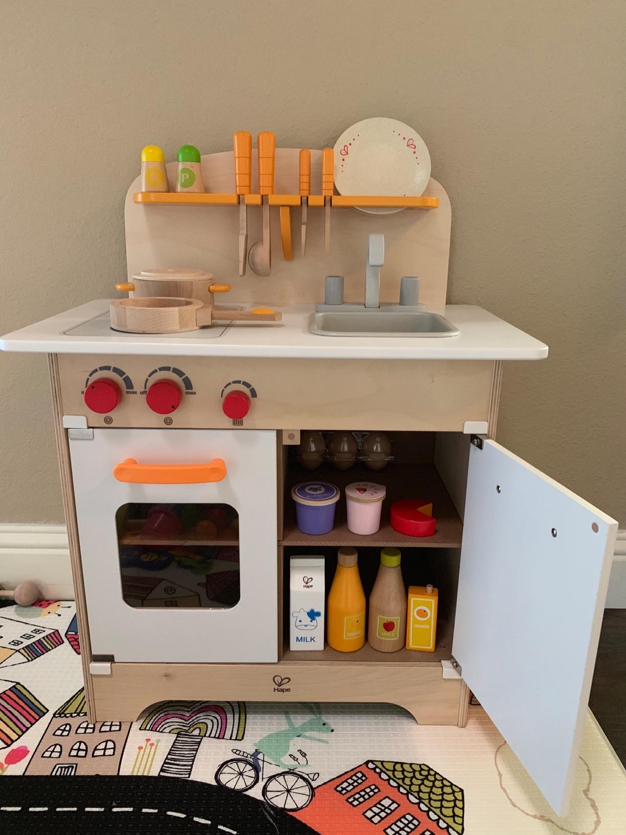 Hape Gourmet Kitchen in White Kid's Wooden Play Kitchen, White/Orange customer photo 1