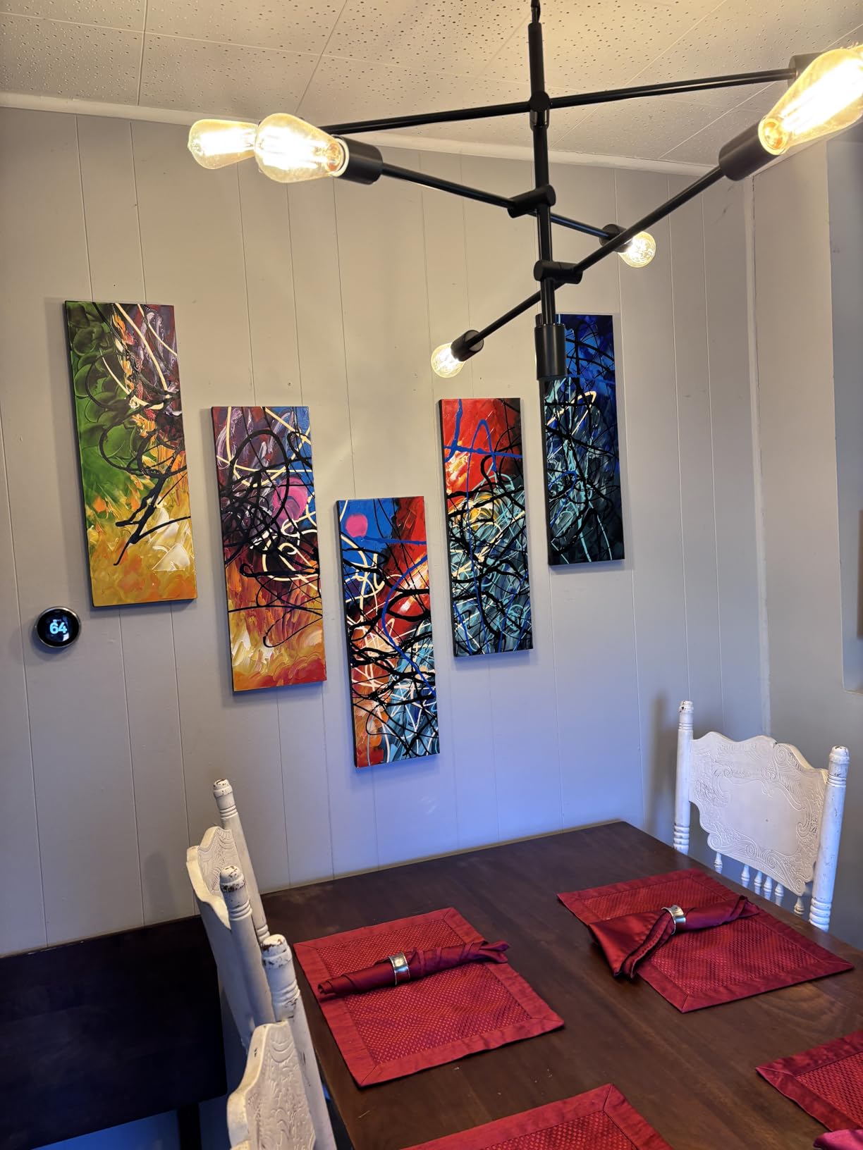 Wieco Art Colorful Abstract Heart Oil Paintings on Canvas Wall Art Ready to Hang for Living Room Bedroom Home Office Decorations Modern 5 Panel 100% Hand Painted Stretched and Framed Artwork customer photo 1