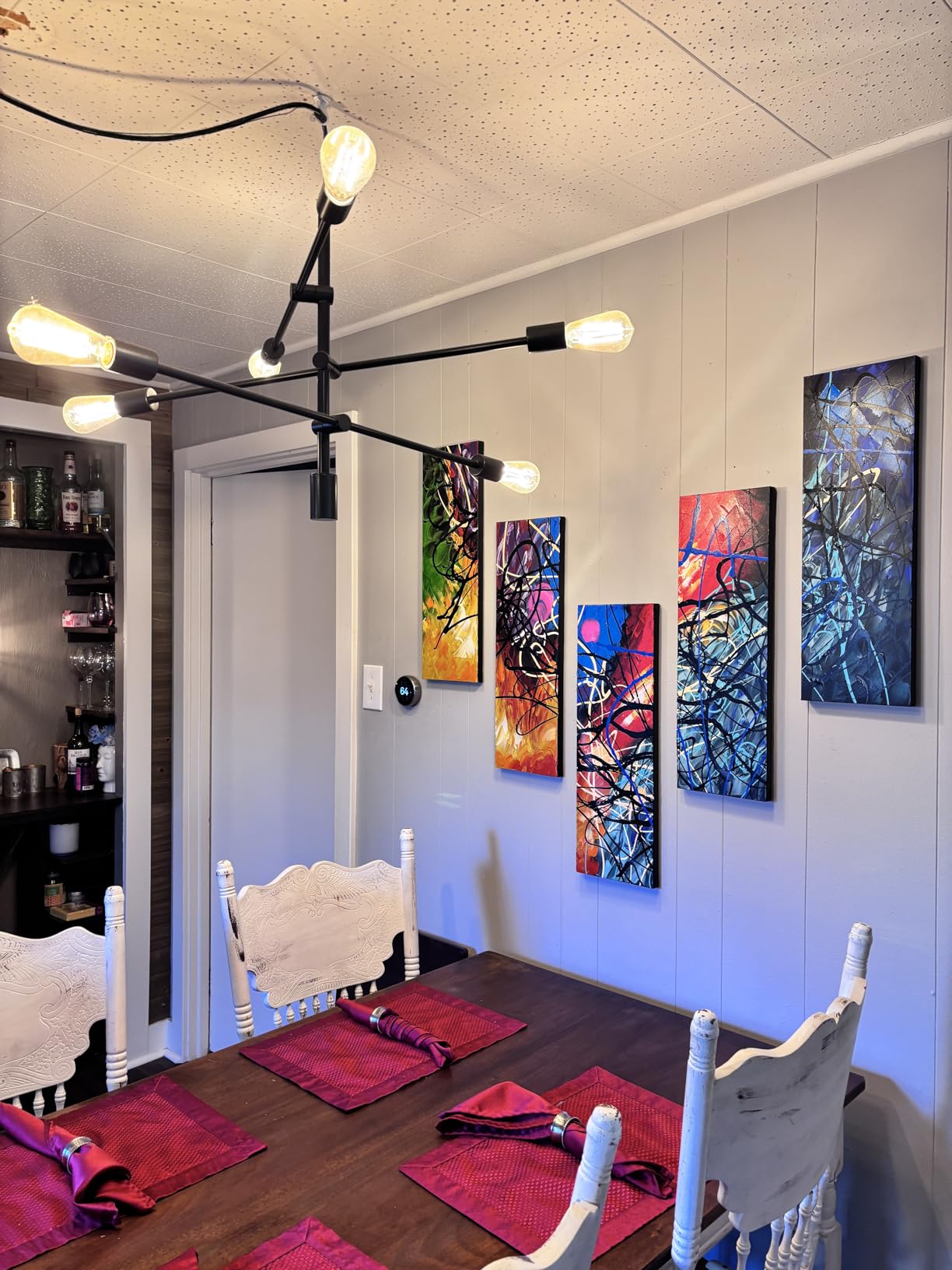 Wieco Art Colorful Abstract Heart Oil Paintings on Canvas Wall Art Ready to Hang for Living Room Bedroom Home Office Decorations Modern 5 Panel 100% Hand Painted Stretched and Framed Artwork customer photo 2