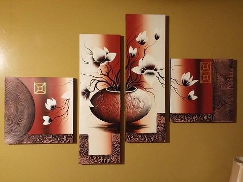 Wieco Art -Stretched and Framed 100% Hand-painted Modern Canvas Wall Art Stretched and Framed Elegant Flowers for Home Decoration Floral Oil Paintings on Canvas 4pcs/set customer photo 1
