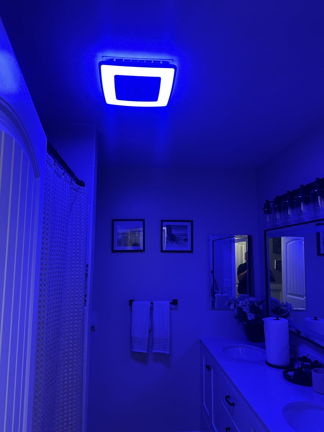 Broan-NuTone ChromaComfort Bathroom Exhaust Fan with Bluetooth Speaker, Powerful 110CFM/1.5 Sones, 24-color LED Light customer photo 1