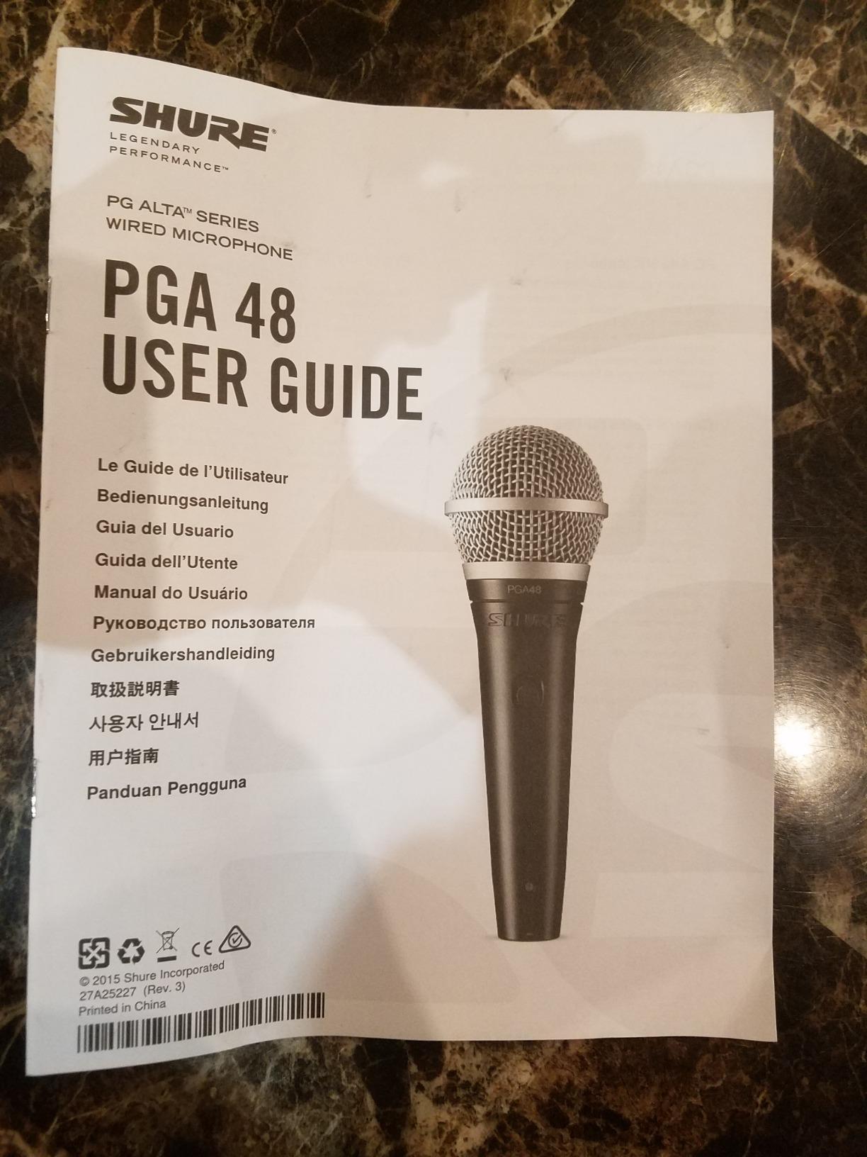 Shure PGA48 Dynamic Microphone - Handheld Mic for Vocals with Cardioid Pick-up Pattern, Discrete On/Off Switch, 3-pin XLR Connector, 15' XLR-to-QTR Cable, Stand Adapter and Zipper Pouch customer photo 2