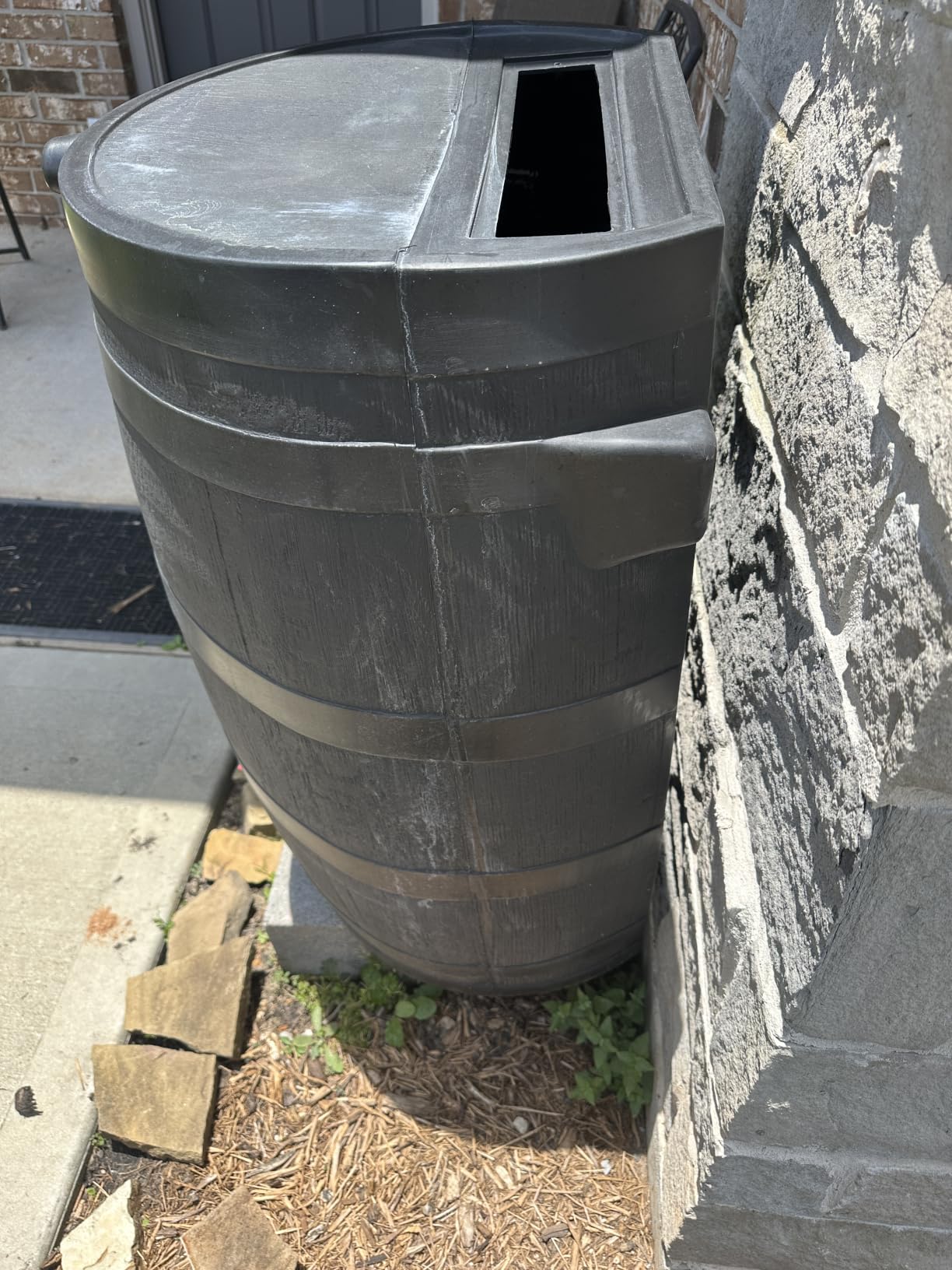 RTS Home Accents 50-Gallon ECO Rain Barrel Made with 100% Recycled Plastic, Flat Back Rain Water Collection Barrel, Black customer photo 2