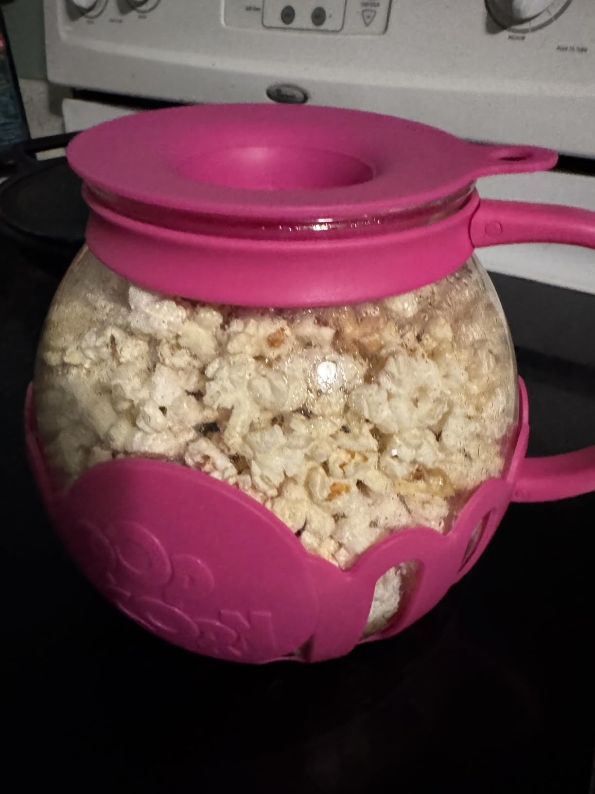 Ecolution Patented Micro-Pop Microwave Popcorn Popper with Temperature Safe Glass, 3-in-1 Lid Measures Kernels and Melts Butter, Made Without BPA, Dishwasher Safe, 3-Quart, Red customer photo 2