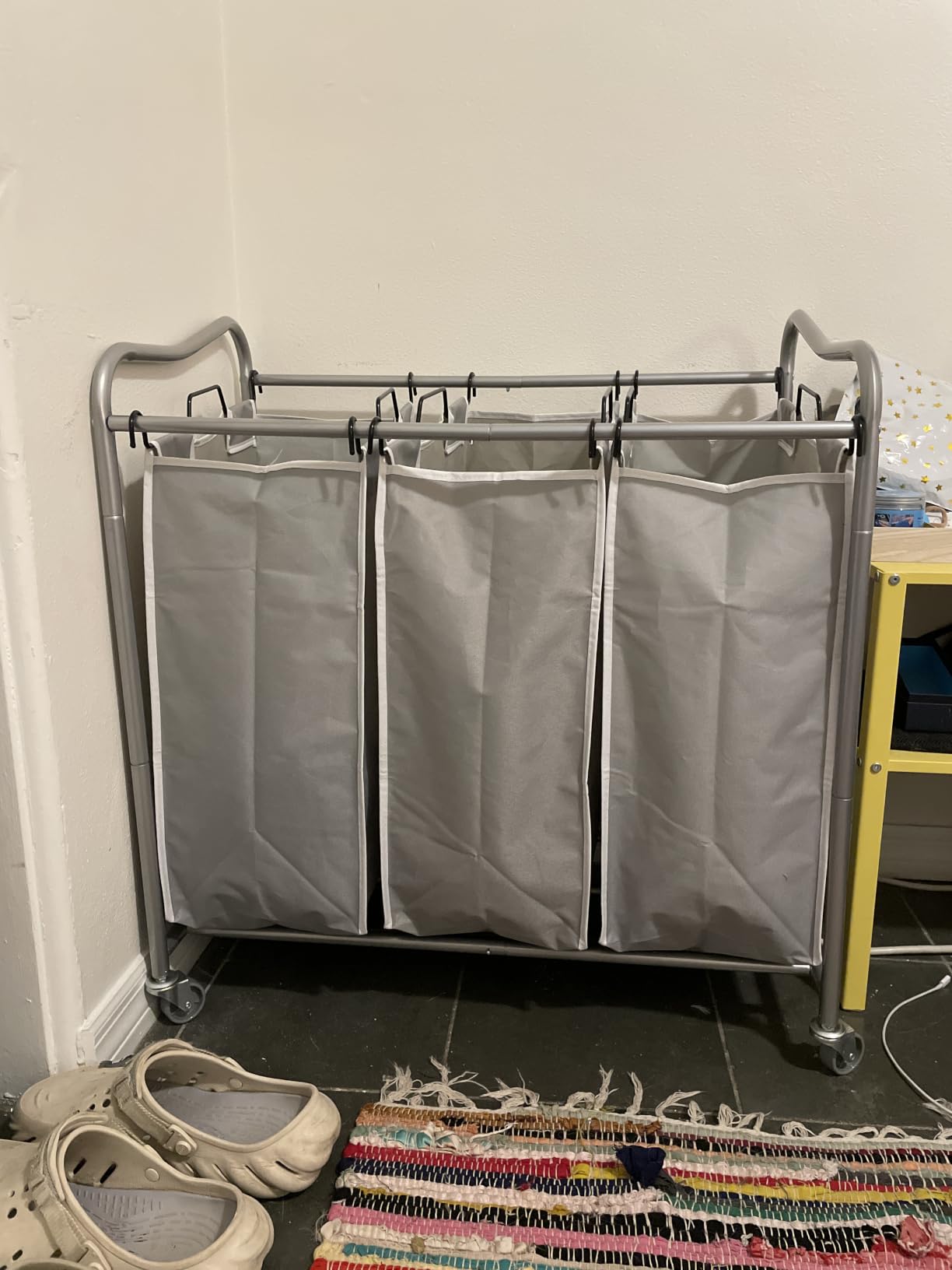 Simple Houseware Heavy-Duty 3-Bag Laundry Sorter Cart, Chrome customer photo 1