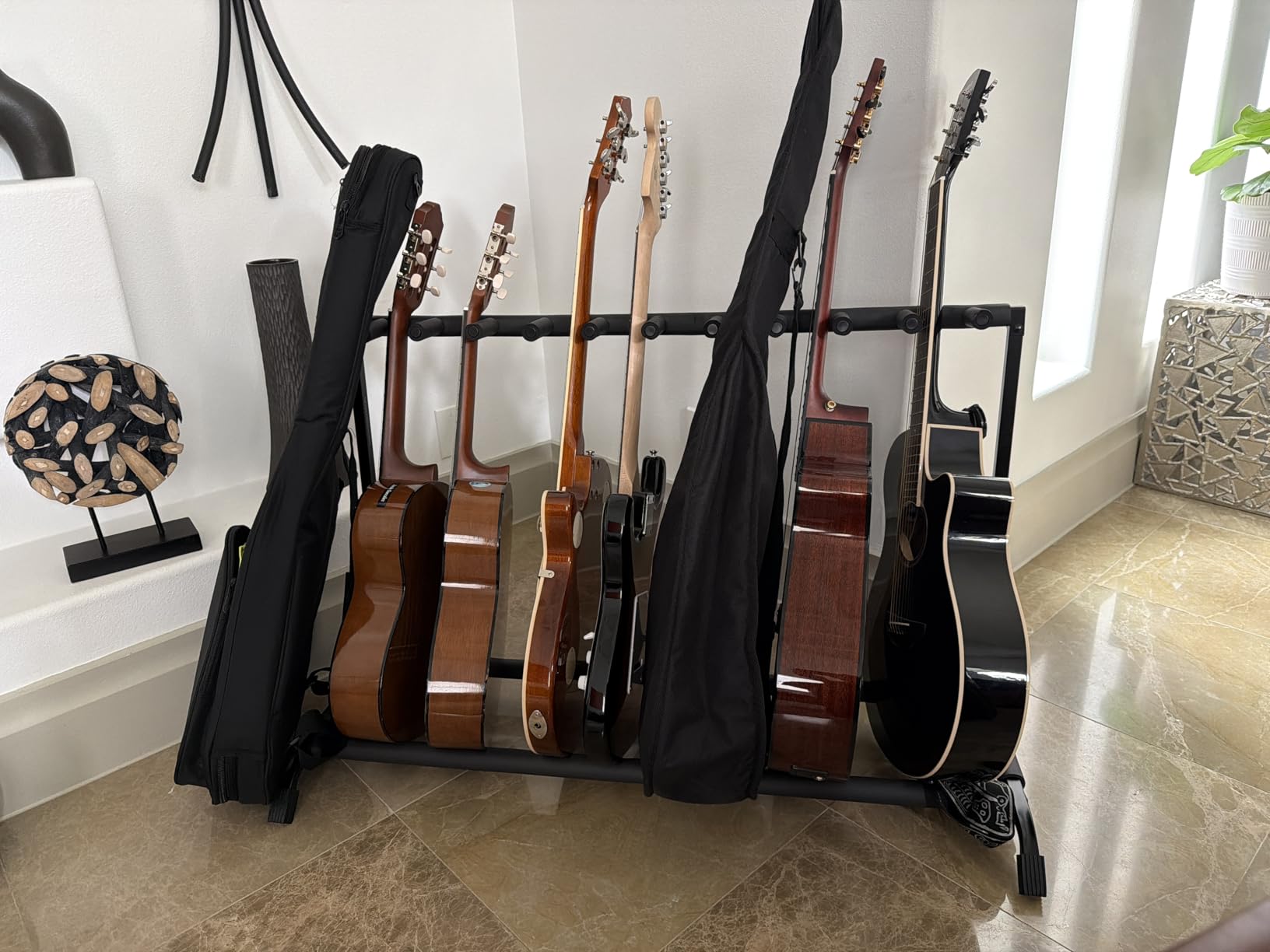 Gator Frameworks Rok-It Folding 3 Guitar Rack Stand (RI-GTR-RACK3) | Fits up to 3 Acoustic, Electric, or Bass Guitars with padded supports and a folding rack that travels and stores easily. customer photo 2