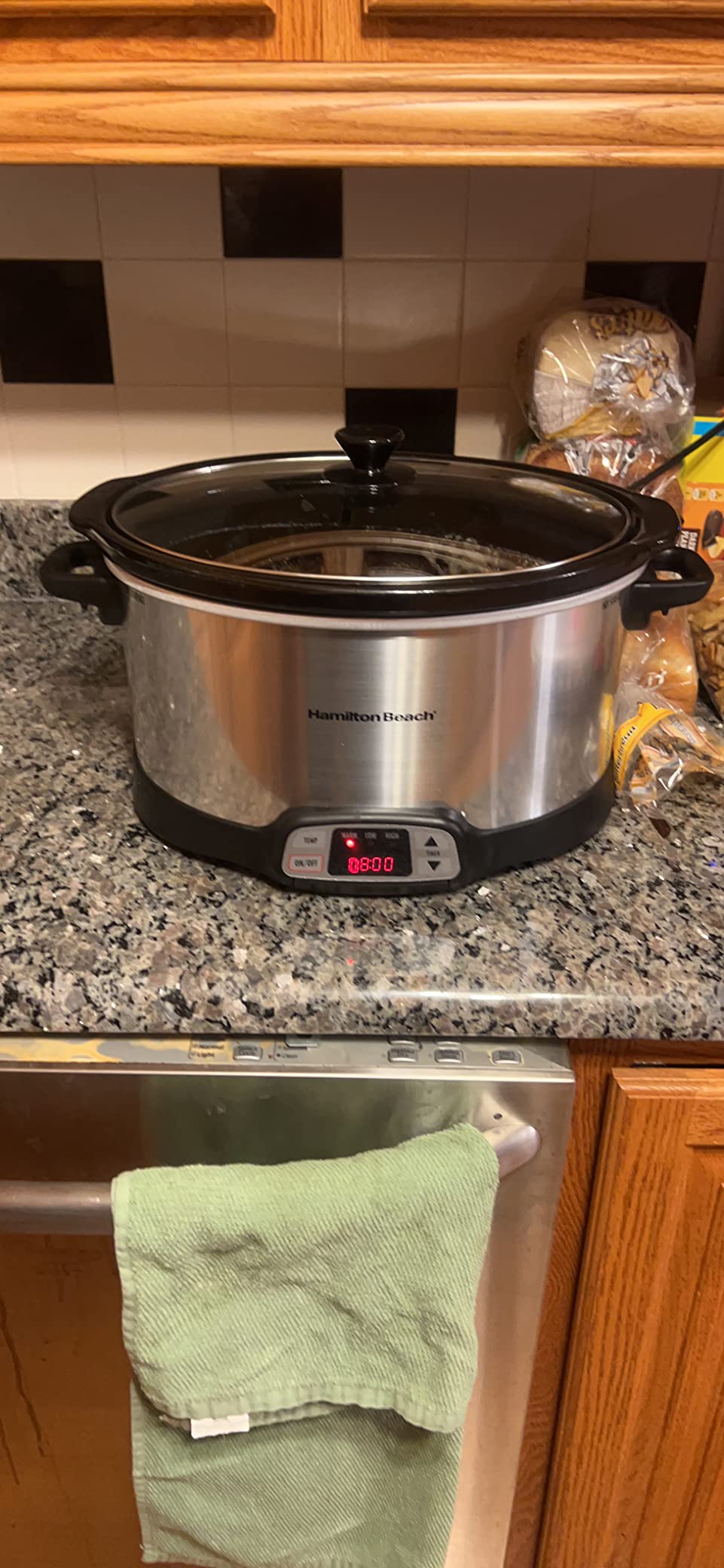 Hamilton Beach Set & Forget 8 Quart Programmable Slow Cooker | Flexible Cooking Options With 3 Heat and Adjustable Time Settings | Dishwasher-Safe Stoneware Crock & Glass Lid | Silver customer photo 1