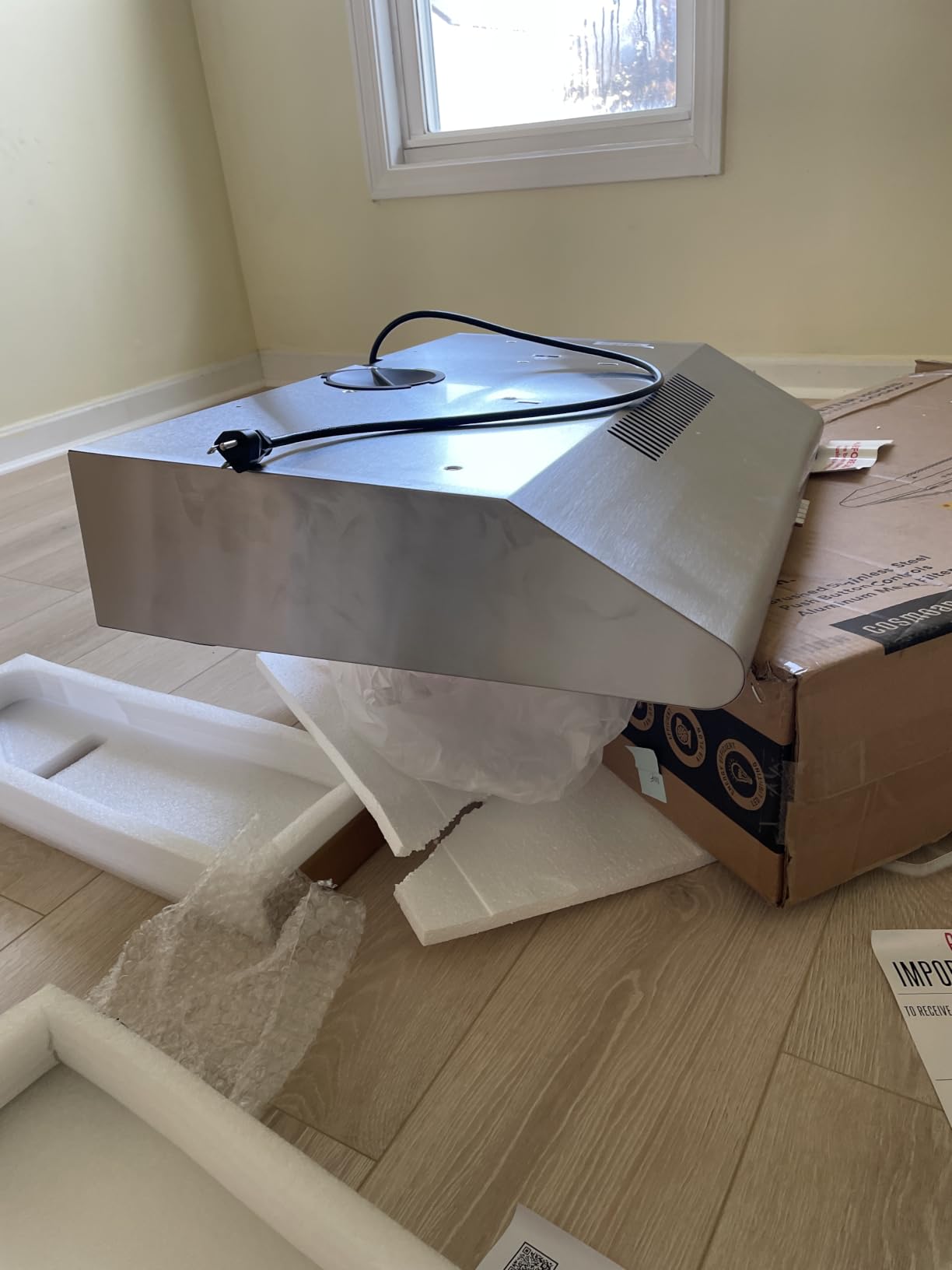 Cosmo COS-5MU30 30 in. Delta Collection Ducted Under Cabinet Range Hood, Button Controls, Reusable Filters, LED Lights, Stainless Steel customer photo 1