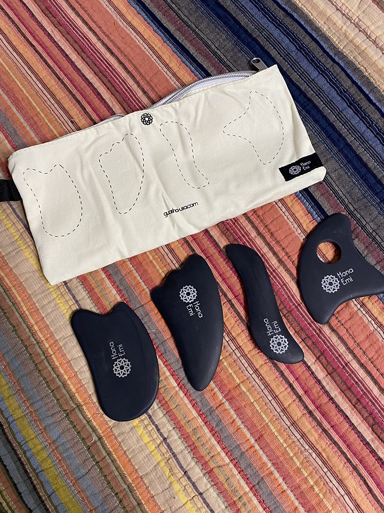 LUONKOS Bian Stone Gua Sha Tools Set of 4 - Full Body & Face Sculpting Tool | Lymphatic Drainage Massager for Face, Neck, Back & Shoulders - Carefully Polished Edges - Daily Skincare & Body Routine customer photo 2