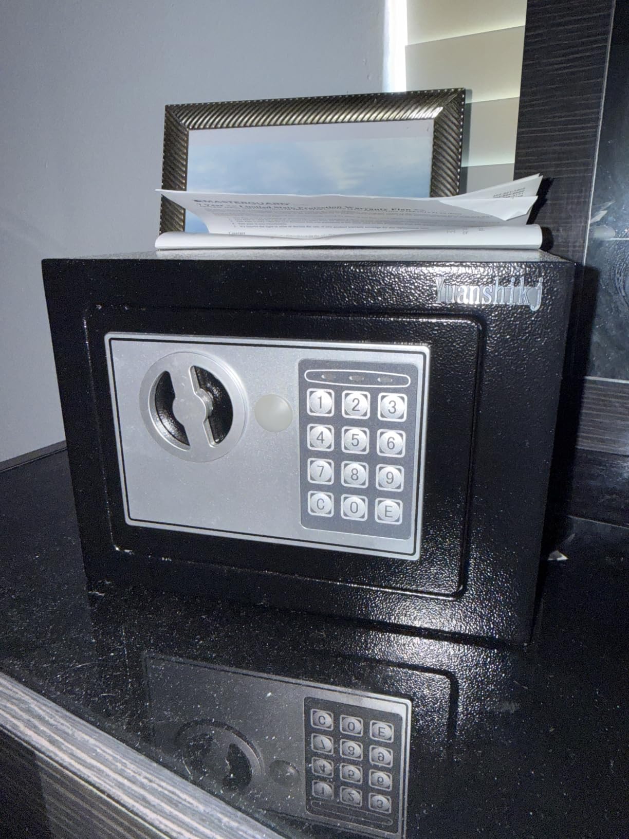 Yuanshikj Small Steel Security Safe Box with Keypad, Key; 0.23 CuFt, Black | Electronic Digital Secure, 9.1