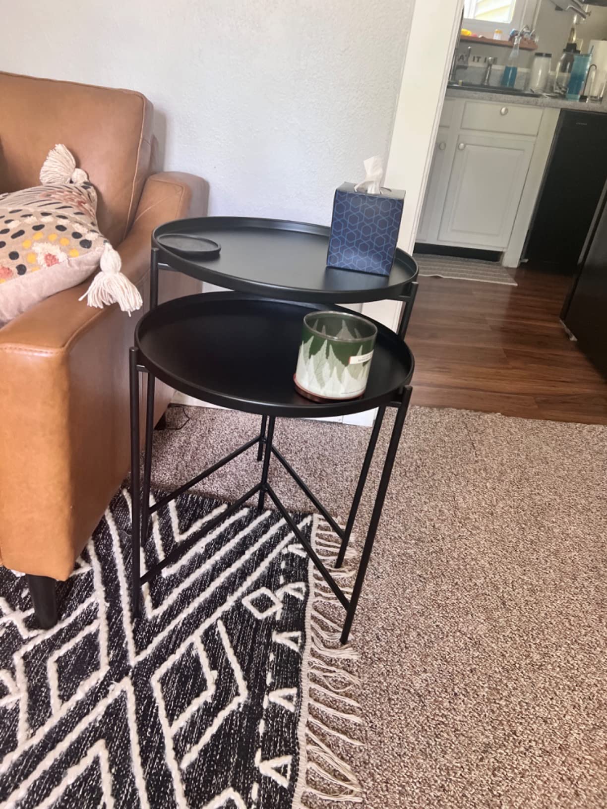 Kate and Laurel Ulani Set of 2 Nested Round Metal End Tables, Black customer photo 2