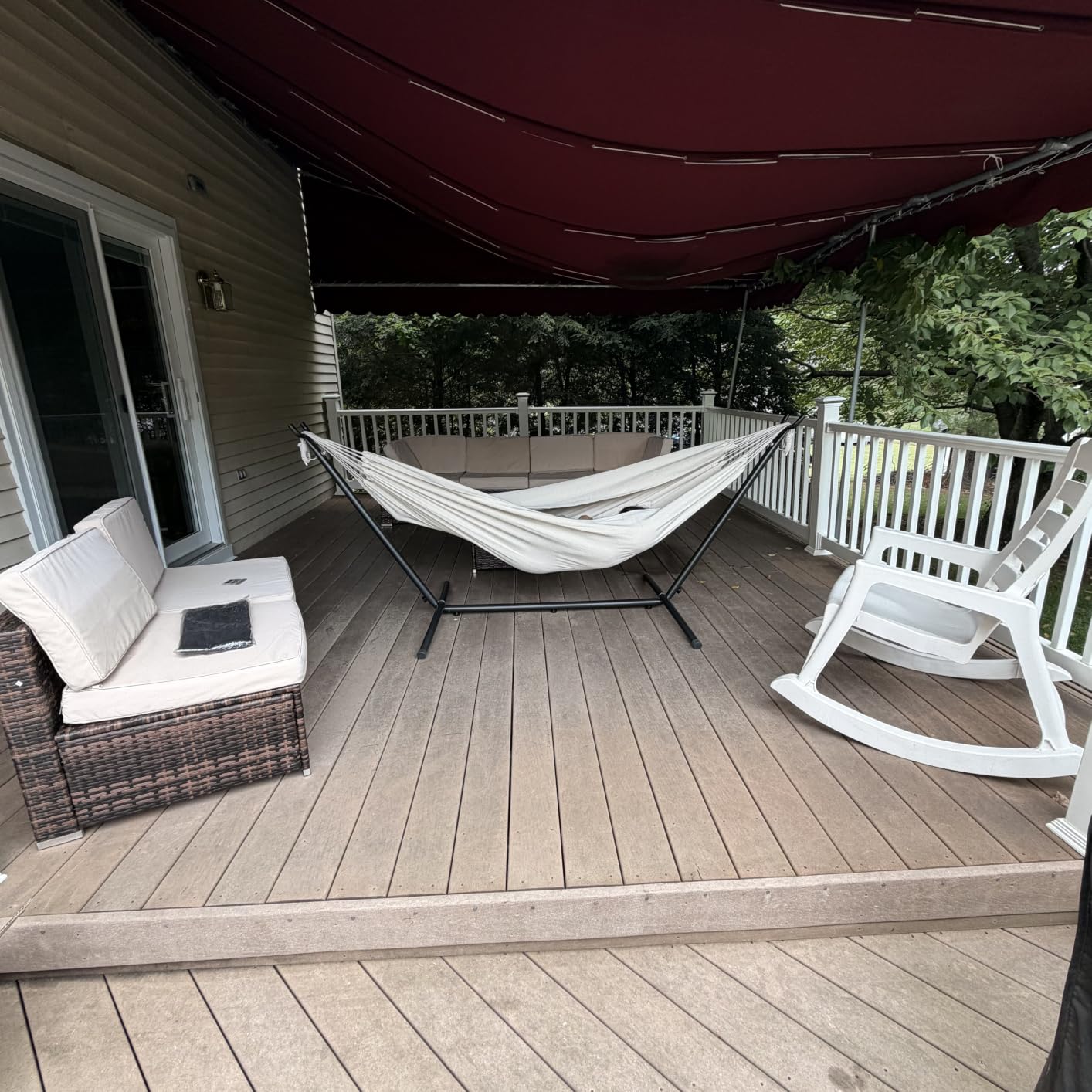 Lazy Daze Portable Hammock with Stand, Free Standing Hammocks for Indoor Outdoor Patio Yard, Has a Carrying Bag and Pillow, 9ft Steel, 450 lbs Capacity (White) customer photo 1