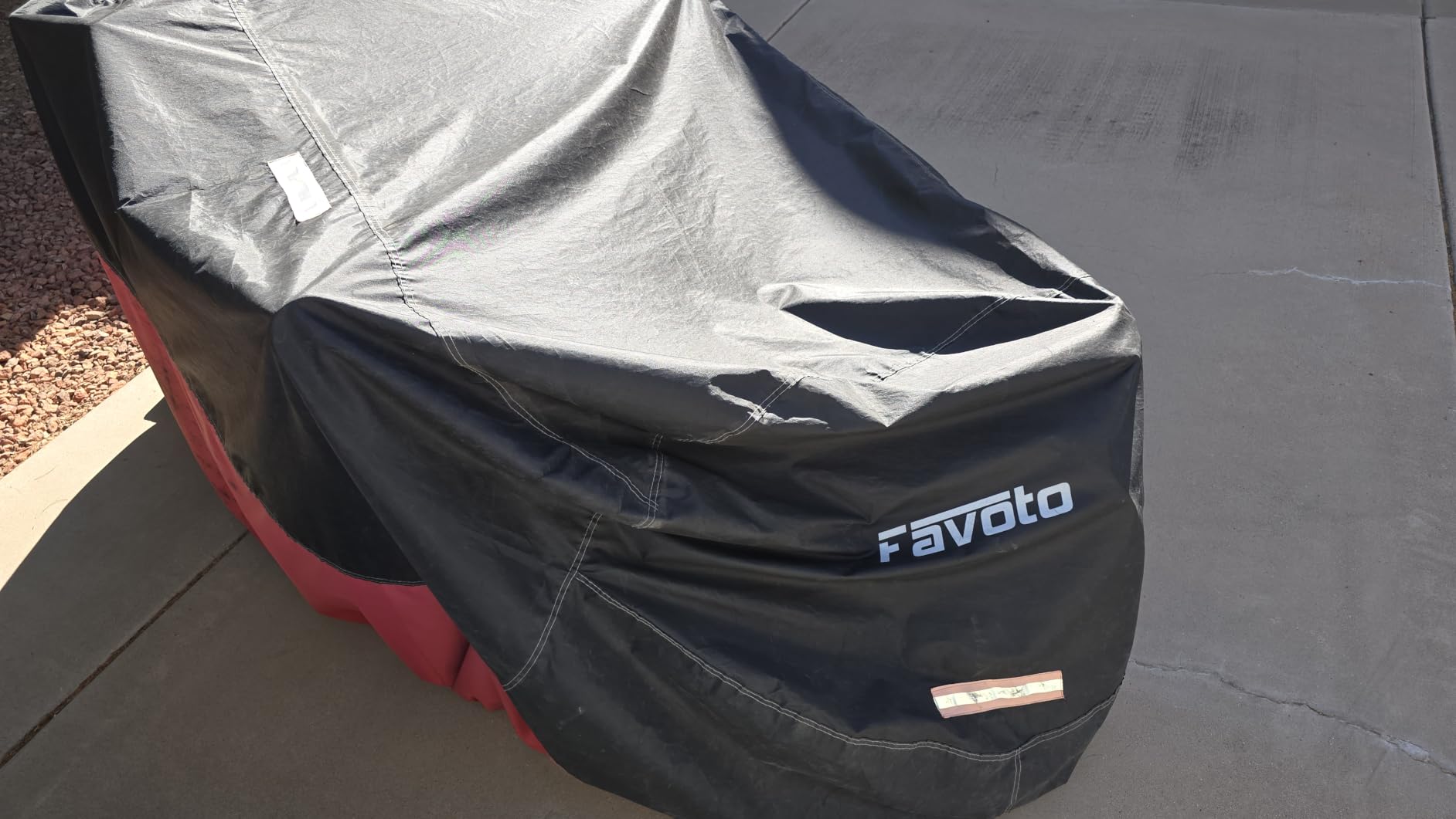 Favoto Motorcycle Cover Waterproof Outdoor Motorcycle Cover Heavy Duty All Weather Rain Sun UV Protection with Lock-Holes Motorcycle Tarp with Night Reflective Strips & Storage Bag Fits up to 96.5