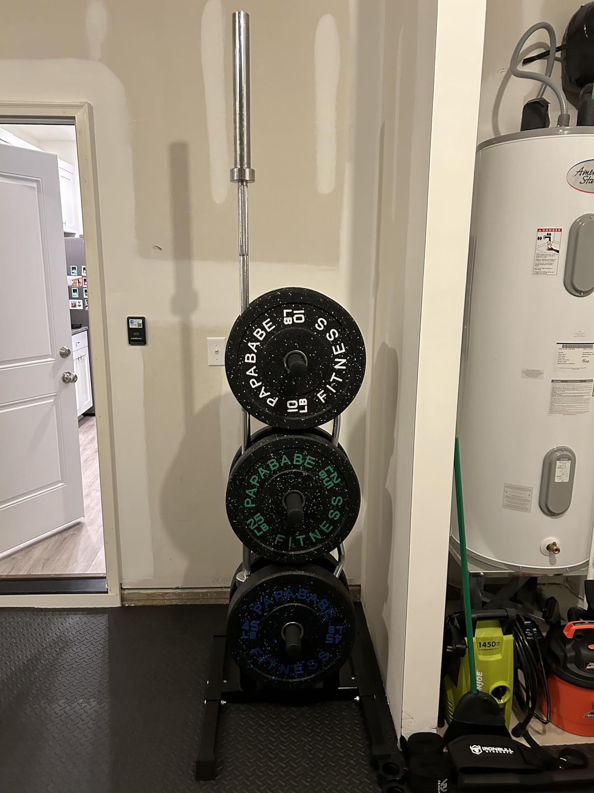 Yaheetech Olympic Weight Plate Rack, 2-Inch Weight Tree with 2 Bar Holders | 882 lb Capacity, 6 Plate Storage Pegs, 2 Bar Holders, Sturdy Powder-Coated Steel Frame customer photo 2