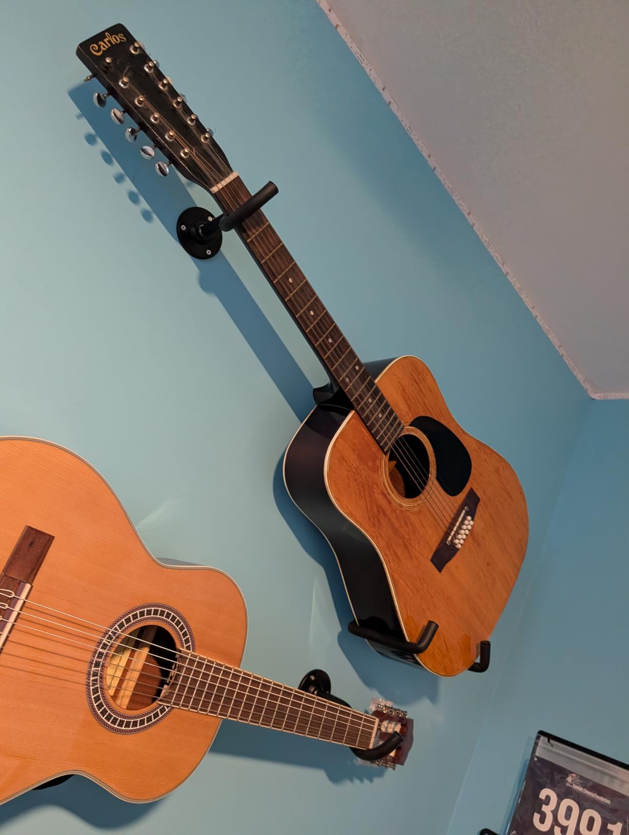 Guitar Wall Mount for Acoustic, Electric and Bass Guitars, Ukulele, Banjo, Mandolin - Horizontal Wall Hanger Holder, Heavy Duty Metal, Easy Installation (1 Pack) customer photo 2
