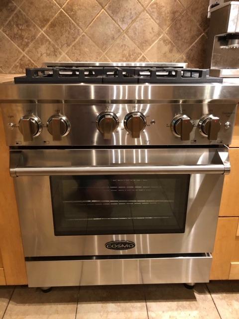 30 in. Vista Coll 4.3 cu ft 4 Burner Gas Range, Convection, Stainless Steel | Cosmo COS-GRP304 LED Light Panel, Cast Iron Grates, Auto Re-Ignition, Oven Fan Circulation, Liquid Propane Convertible customer photo 2