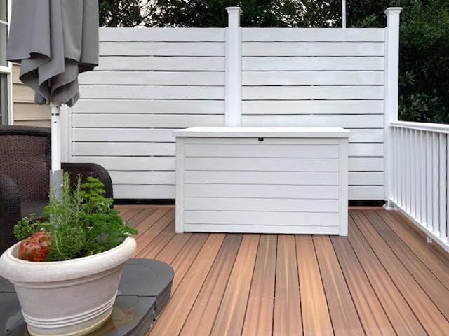 Keter XXL 230 Gallon Deck Storage Box Outdoor Patio Container, White customer photo 1