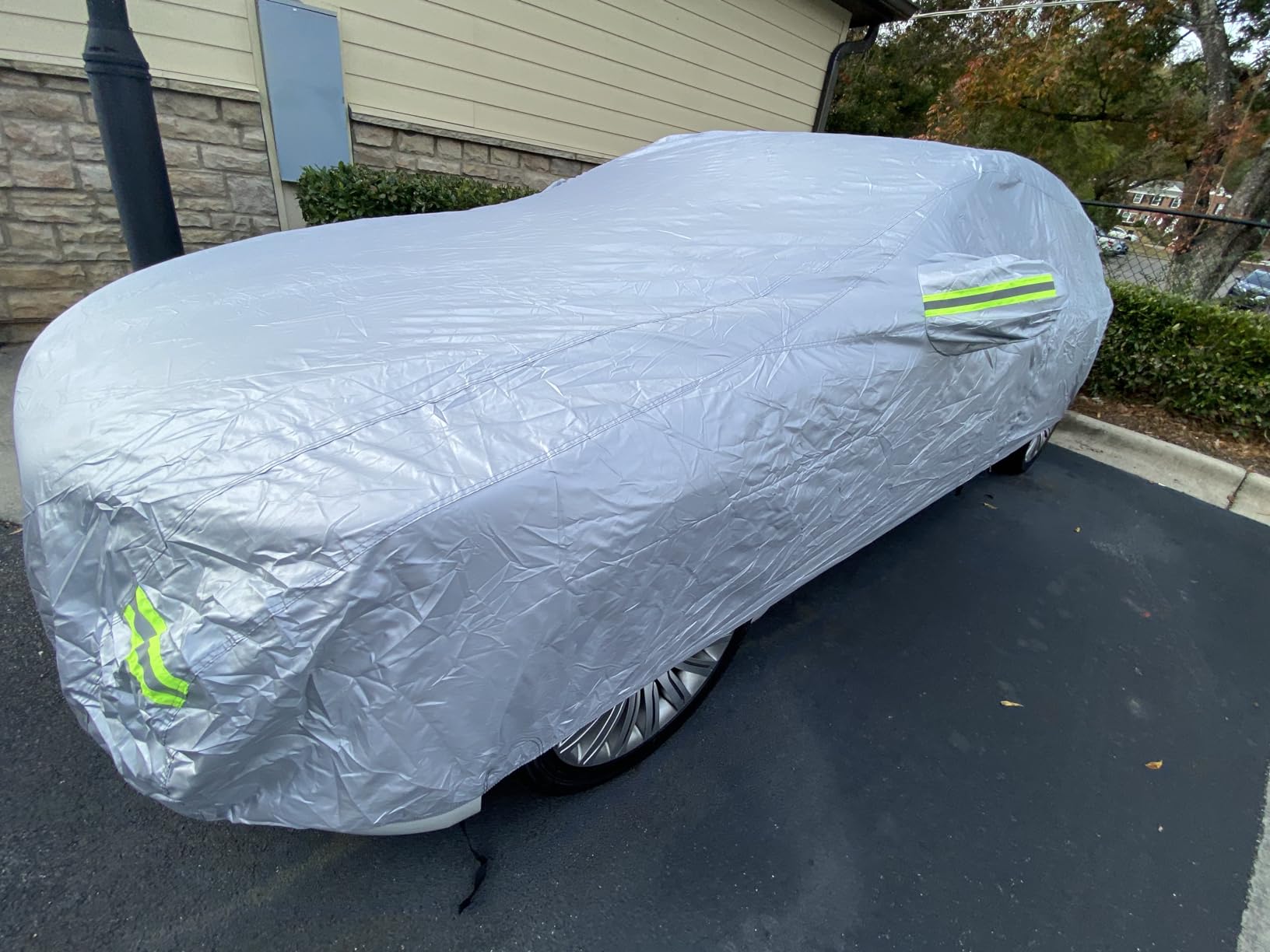 Amazon Basics Silver Weatherproof Car Cover - 150D Oxford, UV Protection, Snow Protection, Dustproof for Sedans up to 200 inches customer photo 1