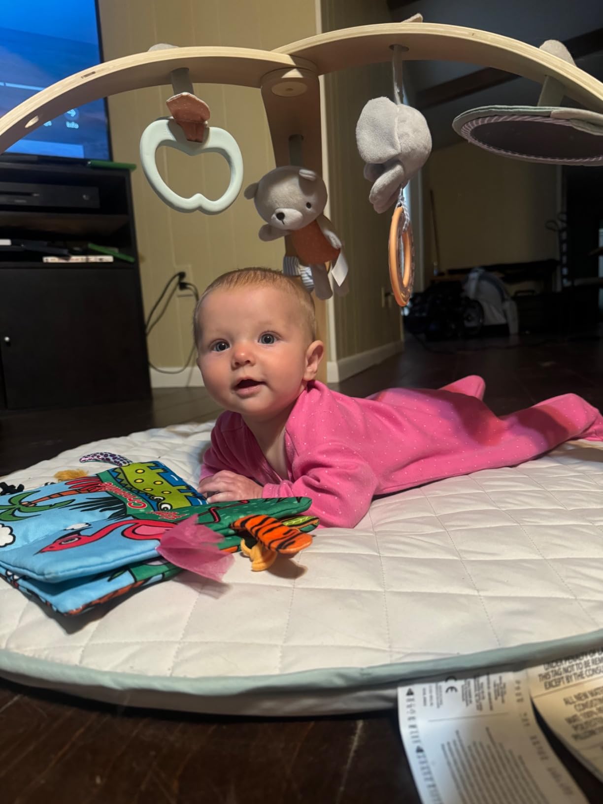 Ingenuity Cozy Spot Reversible Duvet Activity Gym & Play Mat with Wooden Toy bar - Loamy, Newborn and up customer photo 2