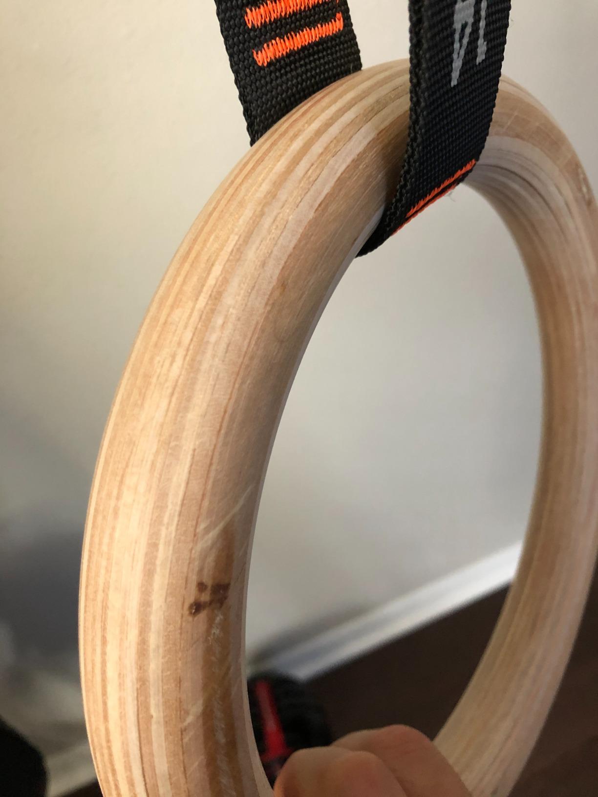 Wooden Gymnastic Rings with Adjustable Numbered Straps. 1.1'' Olympic Rings for Core Workout and Bodyweight Training. Home Gym Rings 1600lbs with Workout Handles customer photo 2