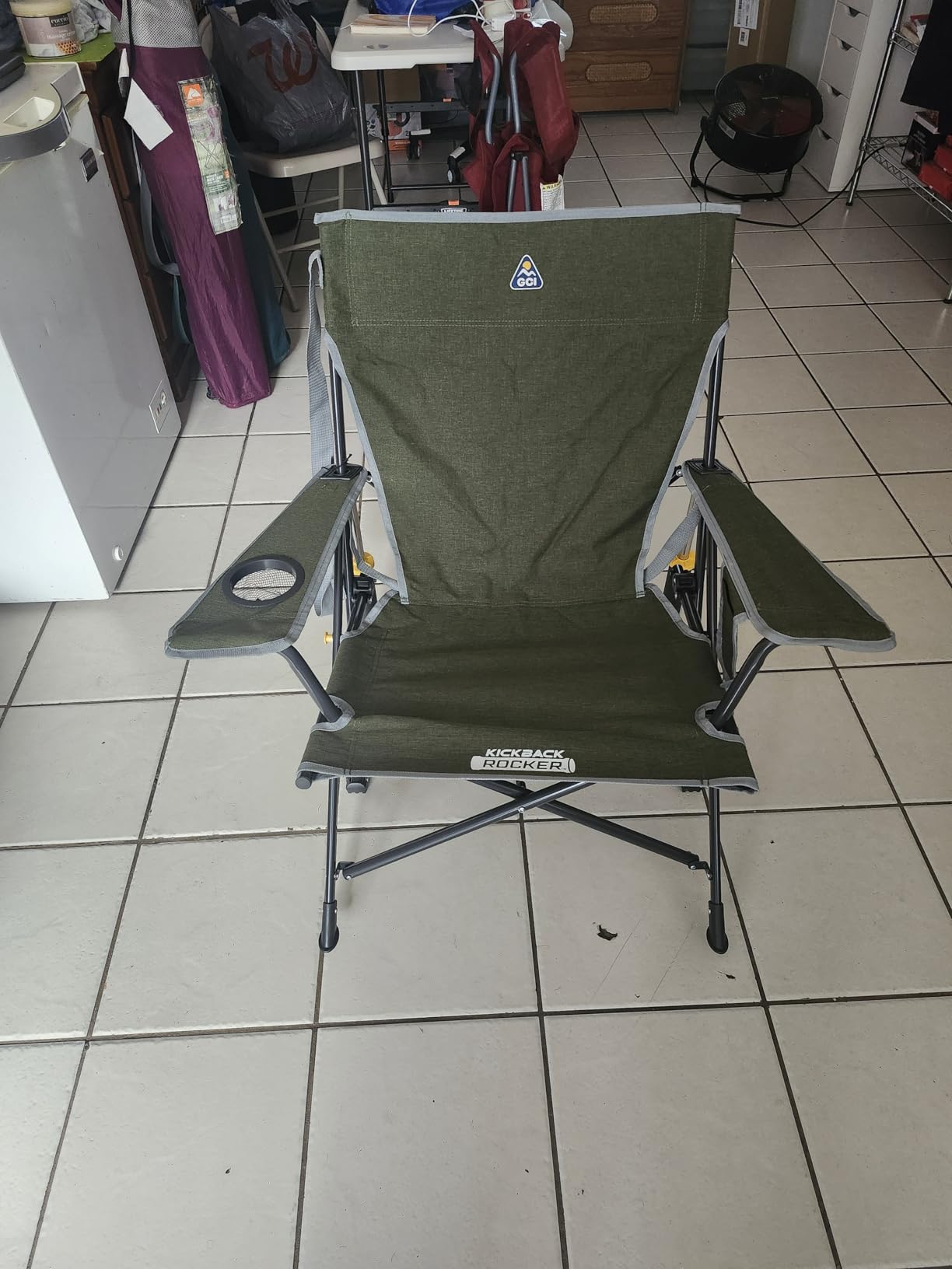 GCI Outdoor Kickback Rocker Camping Chair | Portable Folding Rocking Chair with Durable Armrests, Drink Holder & Relaxed Lowered Seat for Comfort - Red customer photo 1