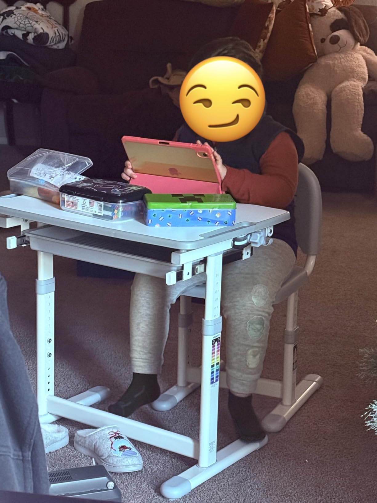 Mount-It! Kids Desk and Chair Set, Height Adjustable Sturdy, Kid Study Workstation and Chair Set for Boys, Home School, Arts, Drawing, Crafts, Ergonomic Childrens Storage Drawer Blue customer photo 1