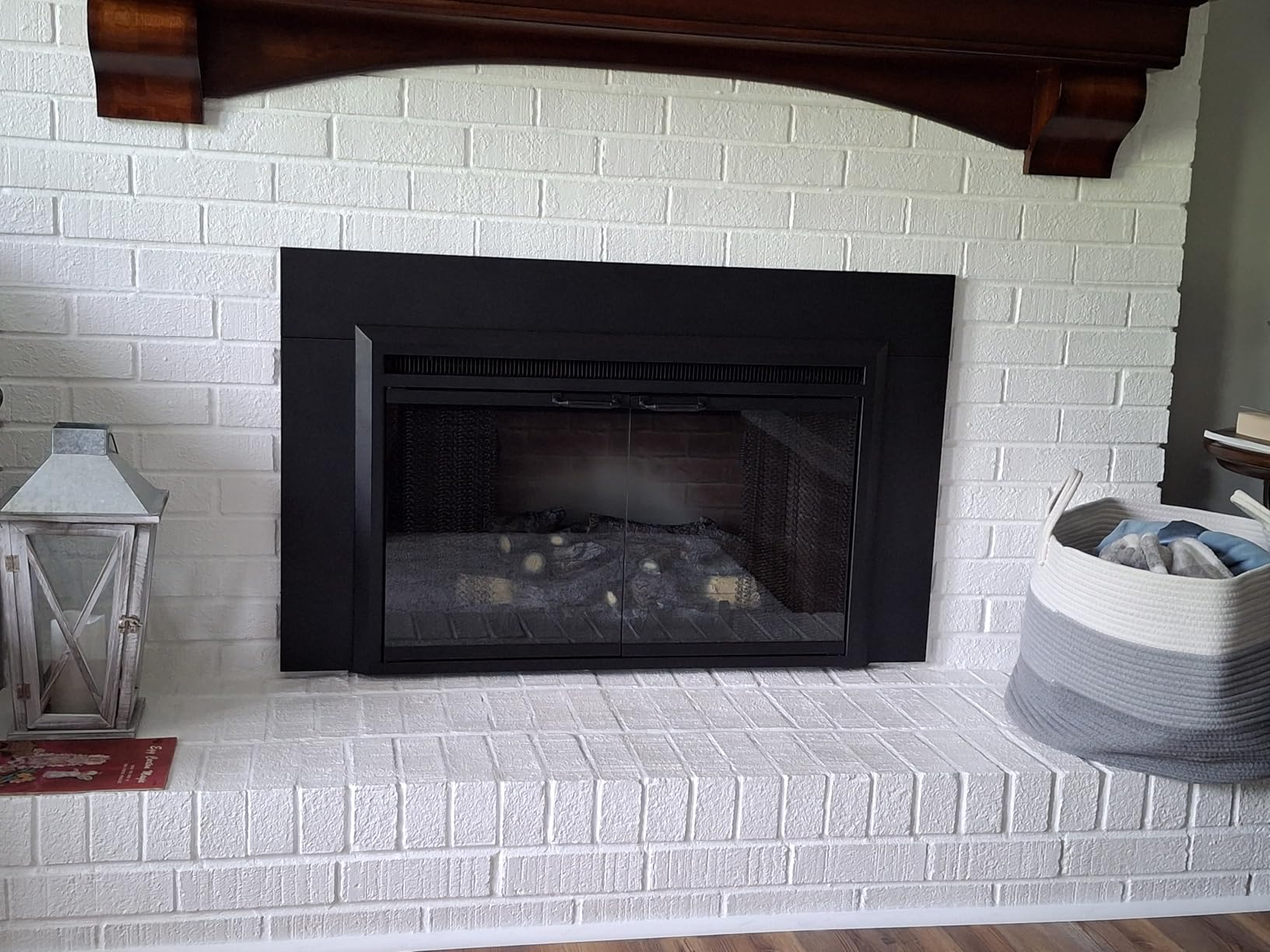 PuraFlame Klaus Electric Fireplace Insert with Fire Crackling Sound, Glass Door and Mesh Screen, 750/1500W, Black customer photo 1