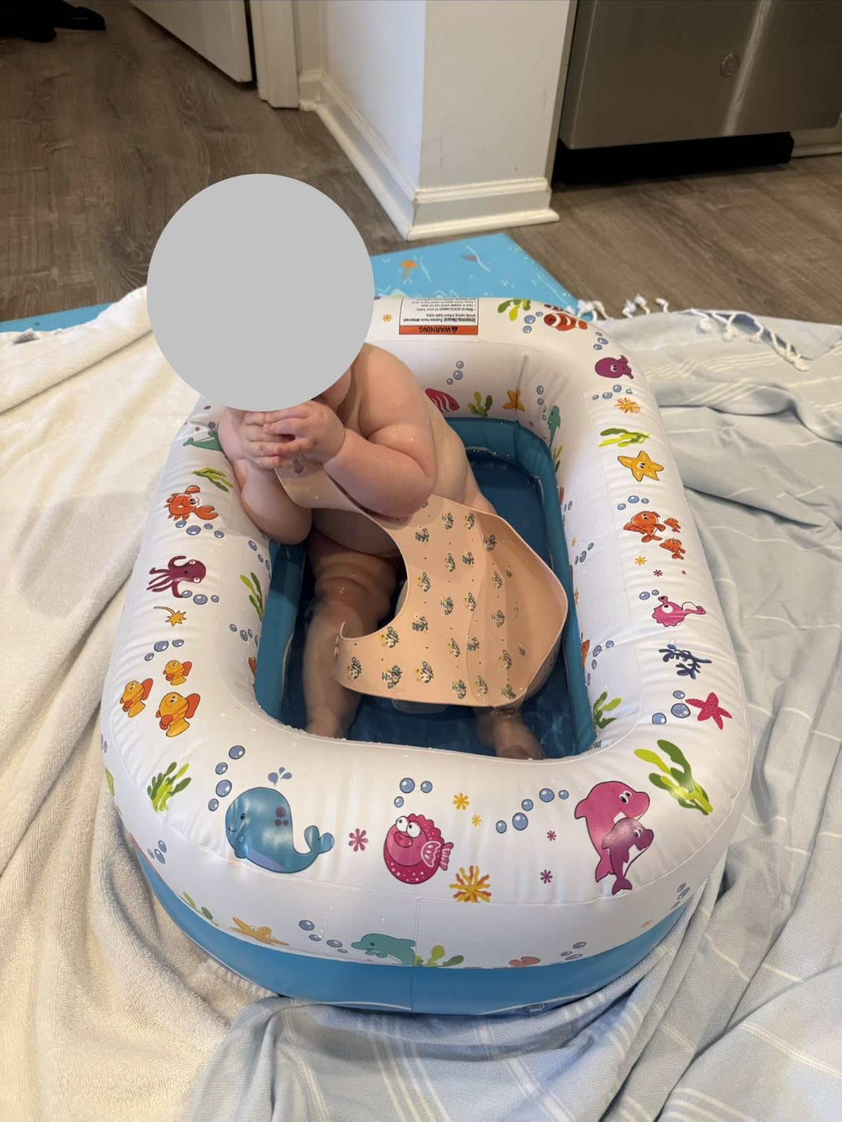 Mommy's Helper | Inflatable Under The Sea Baby Bathtub, Collapsible Safe Baby Bath Tub with Anti-Sliding Saddle Horn Seat, Must Have Travel Toddler Bath, Portable Bathtub Recommended Months 6 to 24 customer photo 1