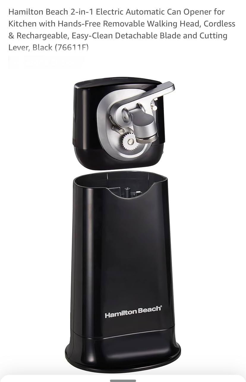 Hamilton Beach FlexCut 2-in-1 Cordless Rechargeable Electric Can Opener | With Removable Automatic Walking Cut Head | Detachable Easy Clean Blade | Opens All Size Cans | Extra Tall | Black | 76611FG customer photo 2