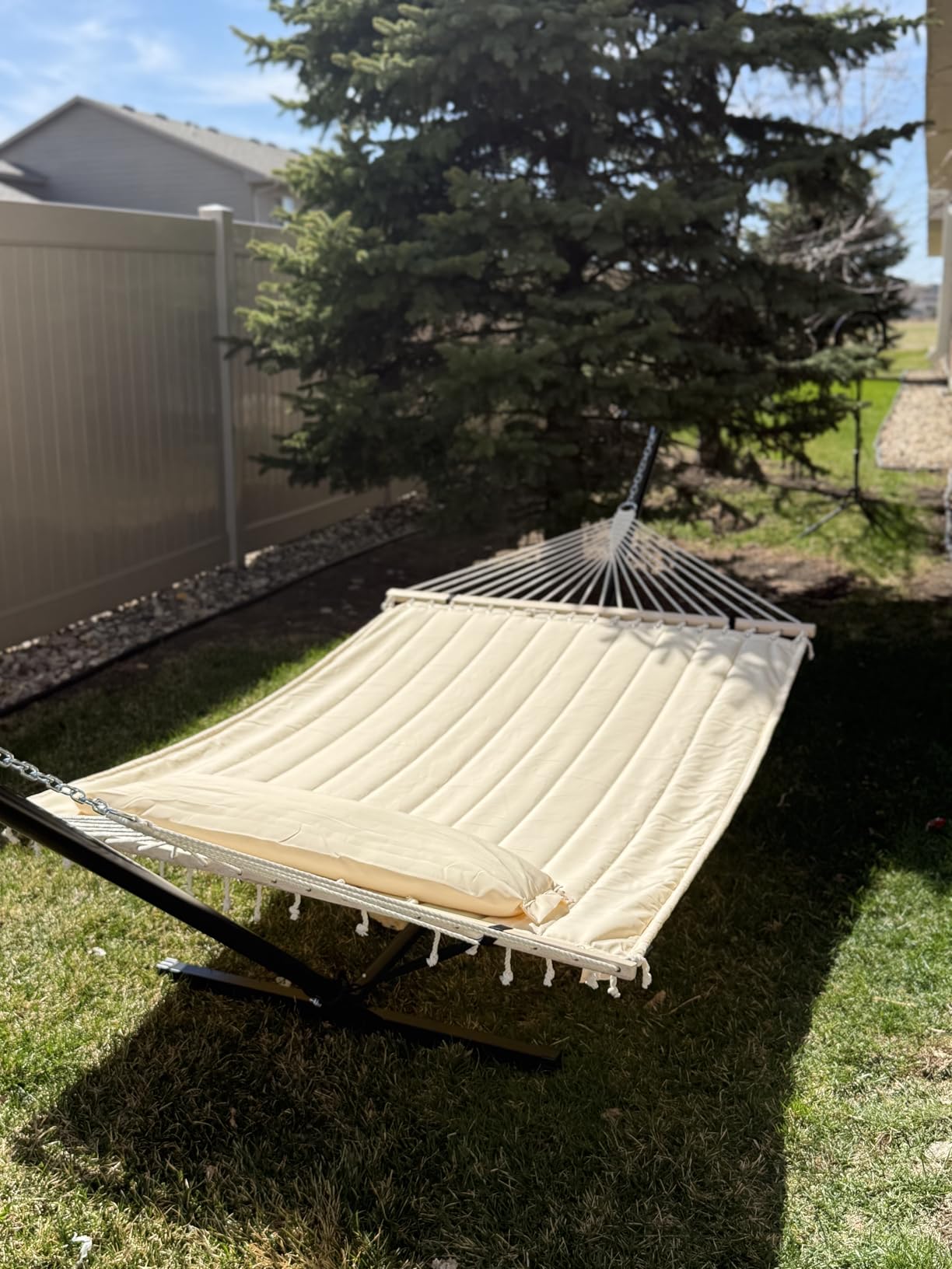 Two Person Hammock with Stand Heavy Duty, Blue Stripes | Free Standing Hammocks Outdoors for 2 Person, Max 475lbs Capacity customer photo 2