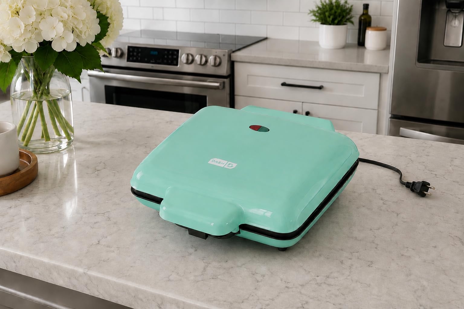 Dash No-Drip Waffle Maker, 4 Square Mini Waffles at Once, Silver | Small Waffle Iron for Families, Kids Breakfast Sandwiches, Waffle Sticks, Chaffles & Hash Browns, Nonstick customer photo 2