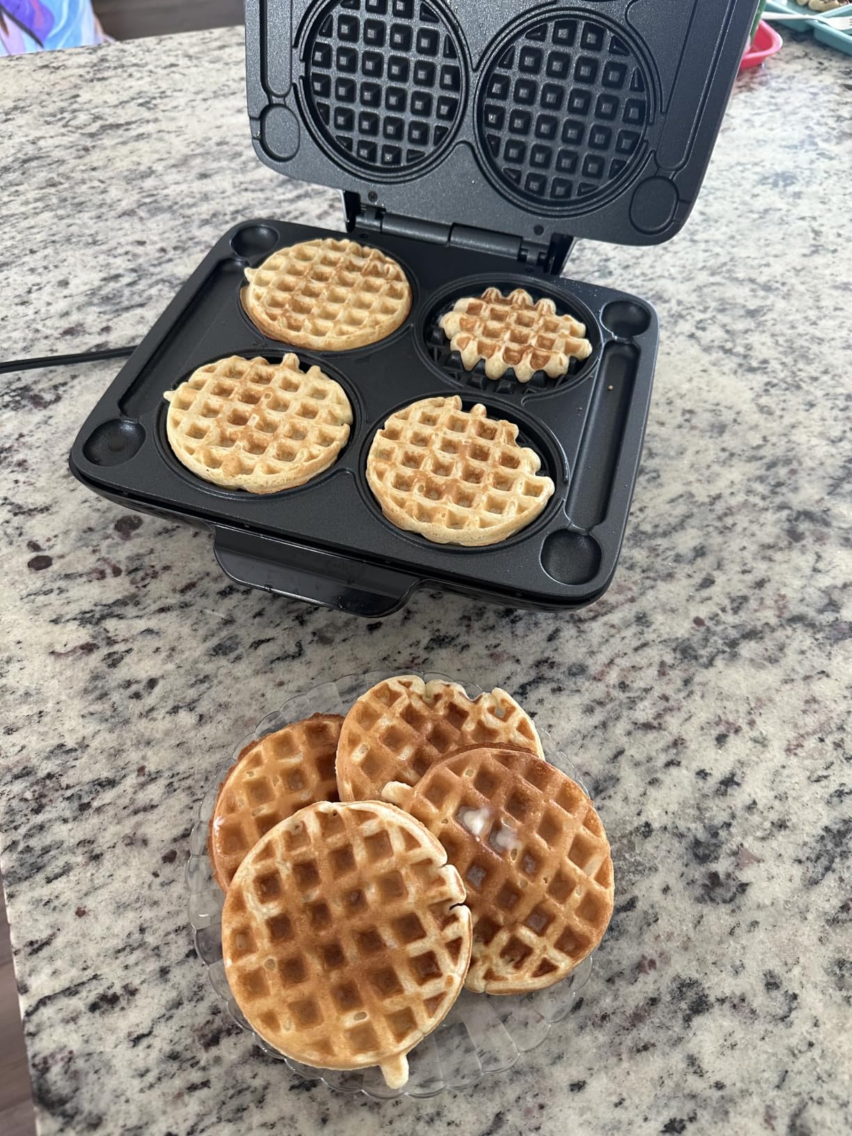 Dash Multi Mini Waffle Maker, Makes 4 Waffles at Once, Graphite | Small Waffle Iron for Families, Kids Breakfast Sandwiches, Waffle Sticks, Chaffles & Hash Browns, Nonstick customer photo 1