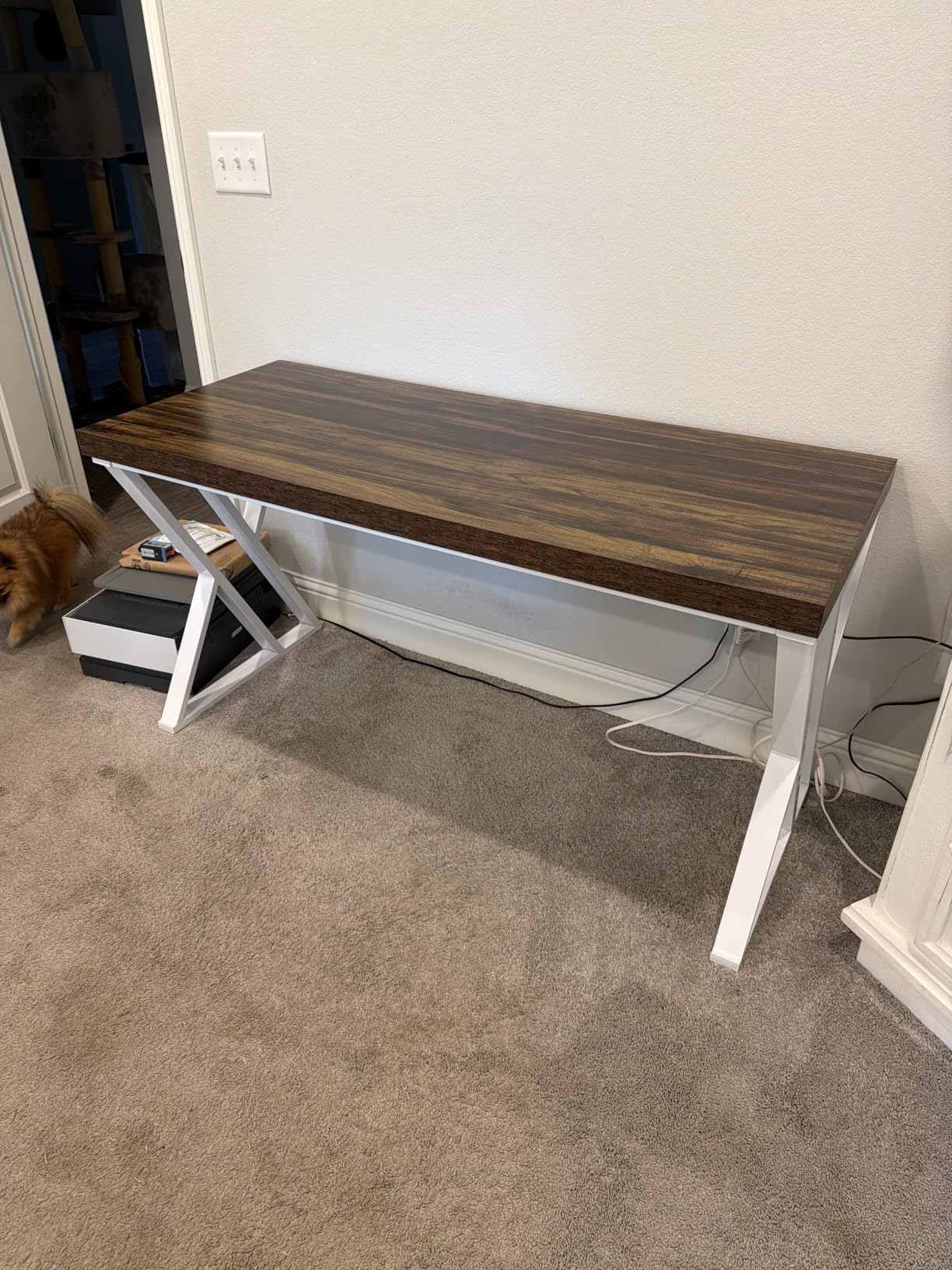 Tribesigns Writing Computer Desk, 55 inch Heavy Duty Study Desk with Z-Shaped Metal Leg, Modern Simple Home Office Computer Desk, Rustic Brown customer photo 1