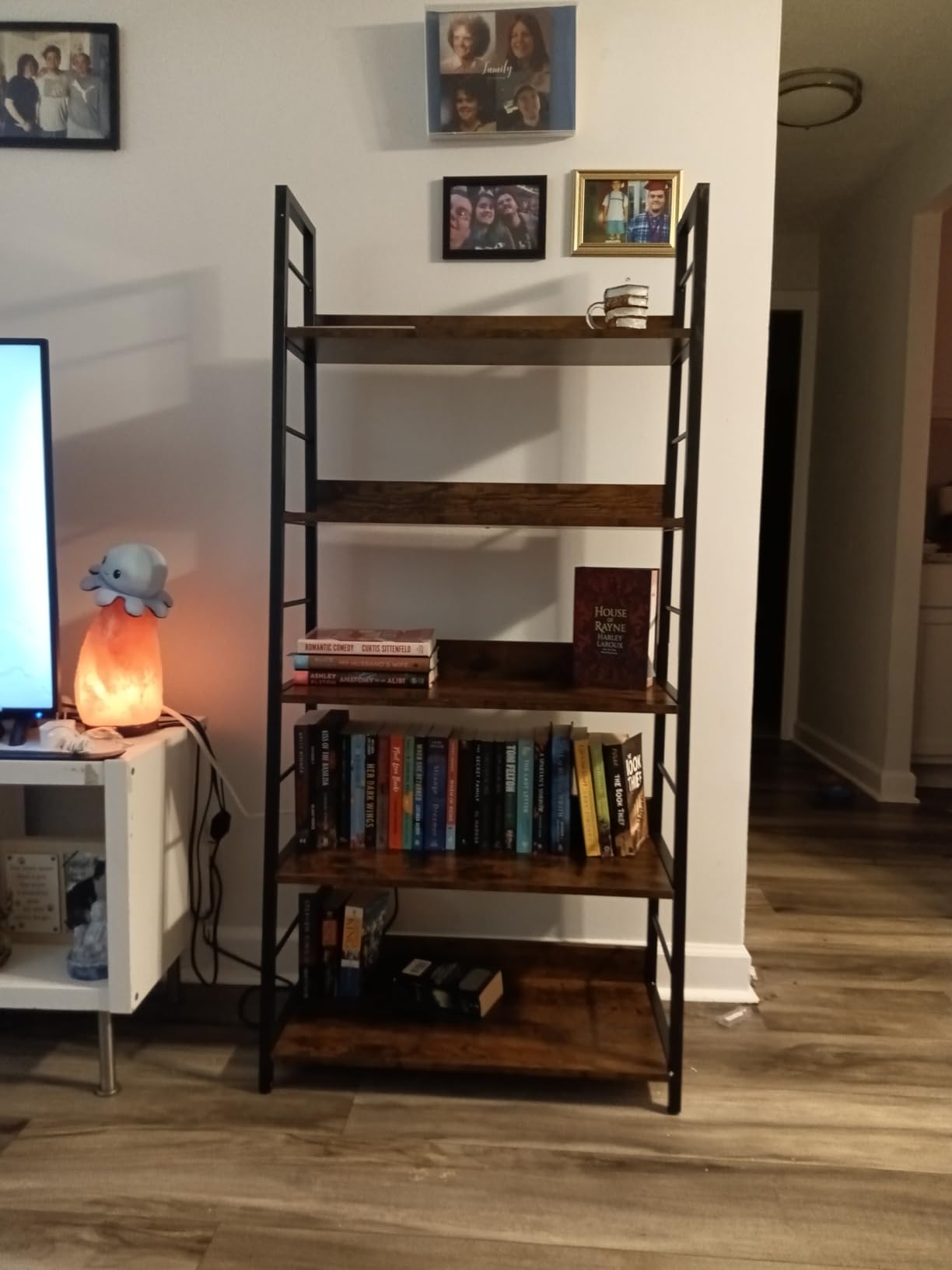 IRONCK 5 Tier Ladder Bookcase with Metal Frame, Rustic Brown, Bookshelves and Bookcases customer photo 1