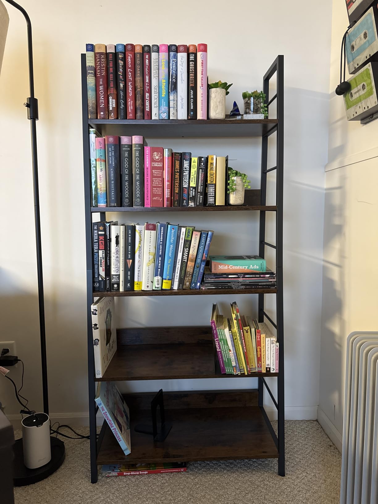 IRONCK 5 Tier Ladder Bookcase with Metal Frame, Rustic Brown, Bookshelves and Bookcases customer photo 2