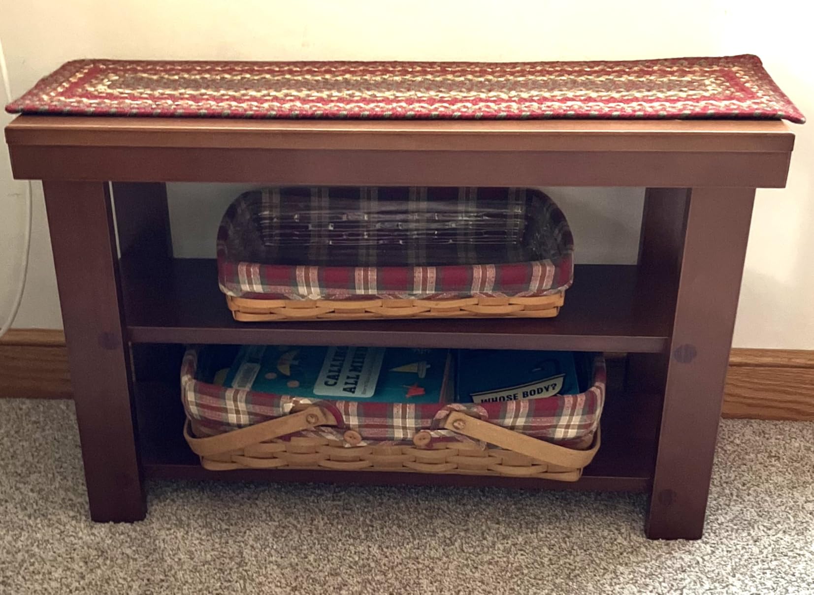 Amazon Basics Sturdy Solid Pine Wood Entryway Bench with Shoe Storage Organizer Rack, Espresso, 10.4