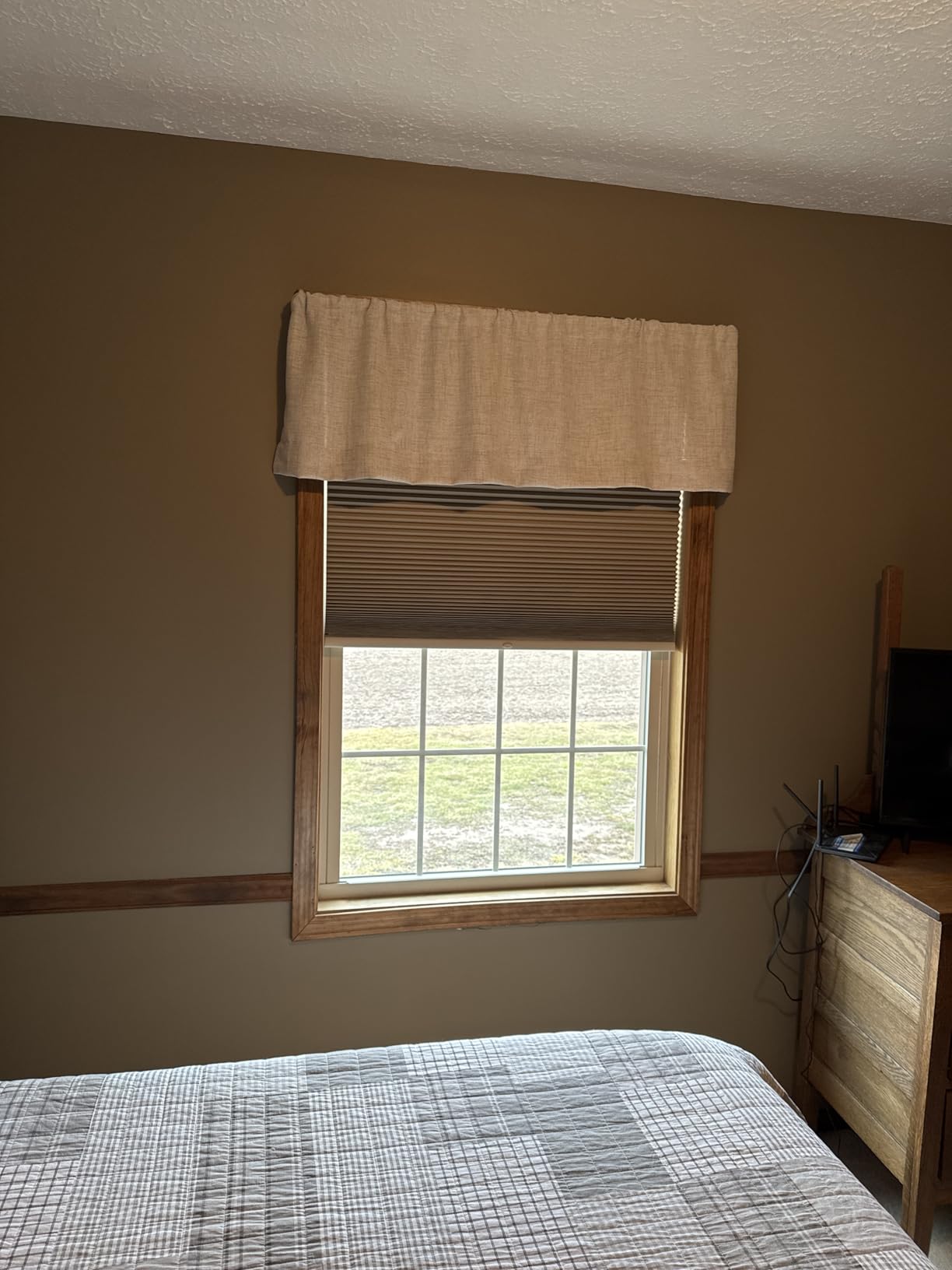 Valea Home Kitchen Valances for Windows, Faux Linen Valance Rod Pocket, Rustic Farmhouse Curtain Valances 18 inch Length for Bathroom Living Room, Natural, 1 Panel customer photo 1