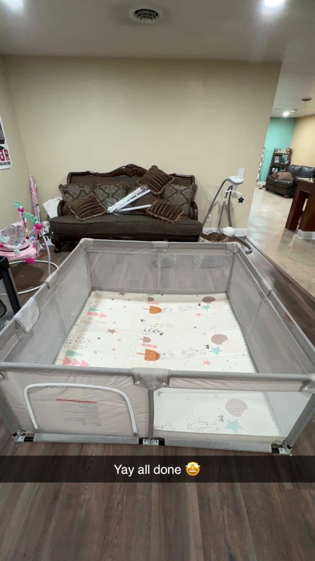 Baby Playpen with Mat, 59x59in Playpen for Babies and Toddlers, Grey | Large Playpen for Indoor & Outdoor Activity Center, Play Yards for Baby, Safety Baby Fence with Door customer photo 2